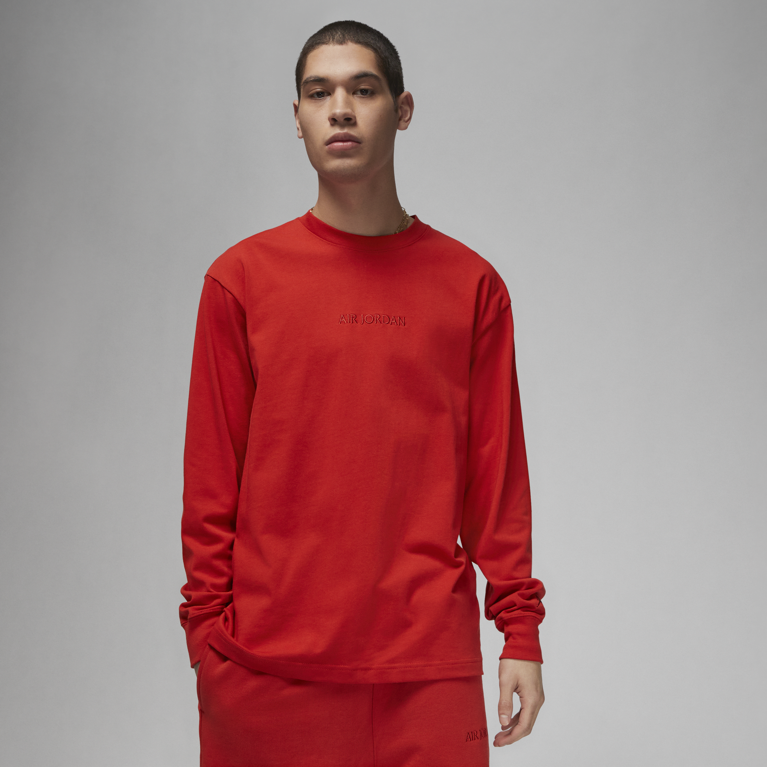 Jordan Men's  Wordmark Long-sleeve T-shirt In Red