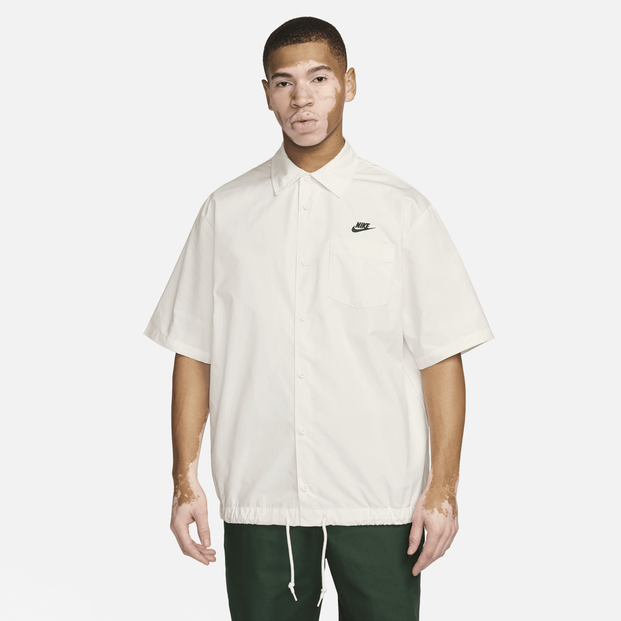 Shop Nike Men's Club Short-sleeve Oxford Button-up Shirt In White