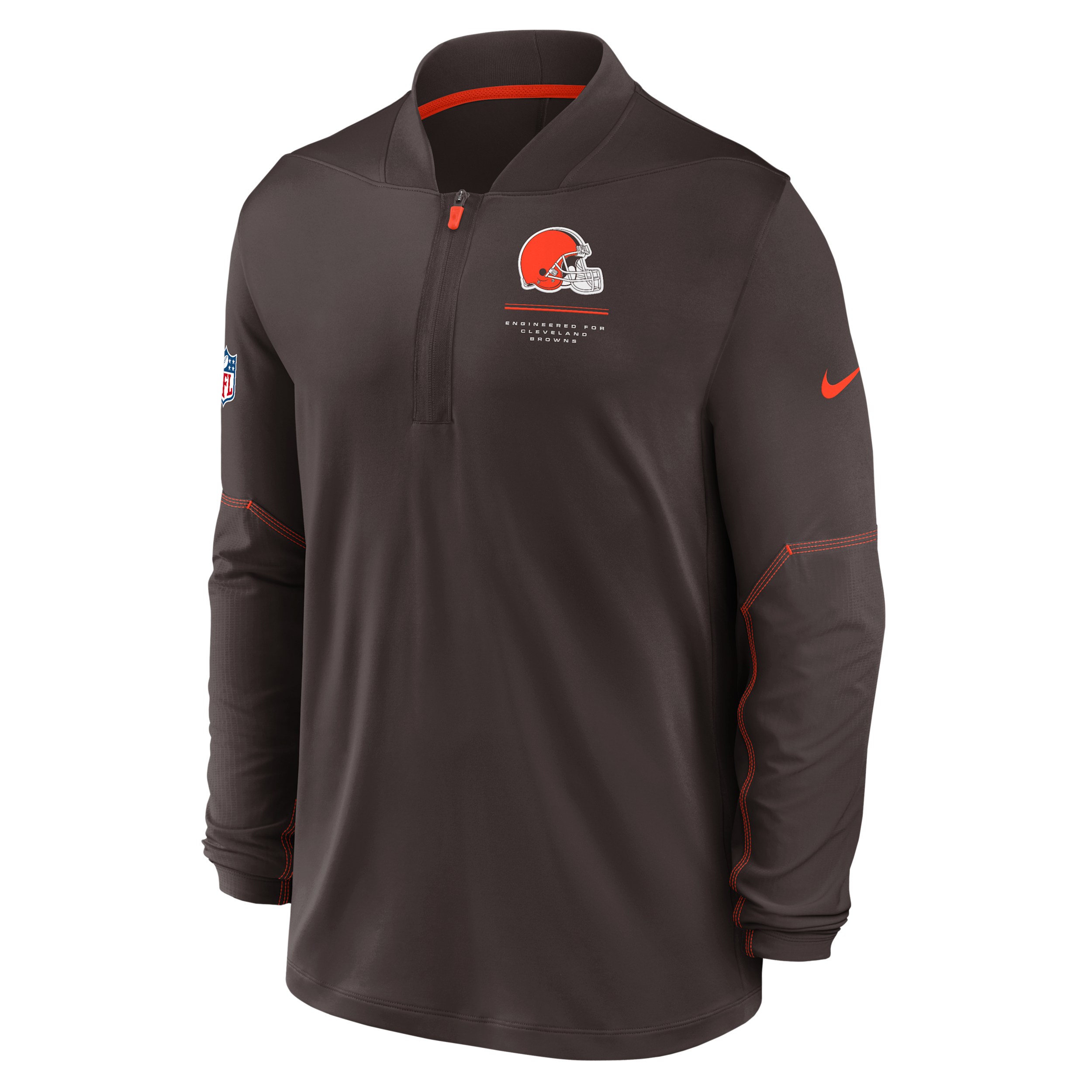 Men's Nike Brown Cleveland Browns Sideline Logo Glory Midweight Dri-FIT Half-Zip Pullover