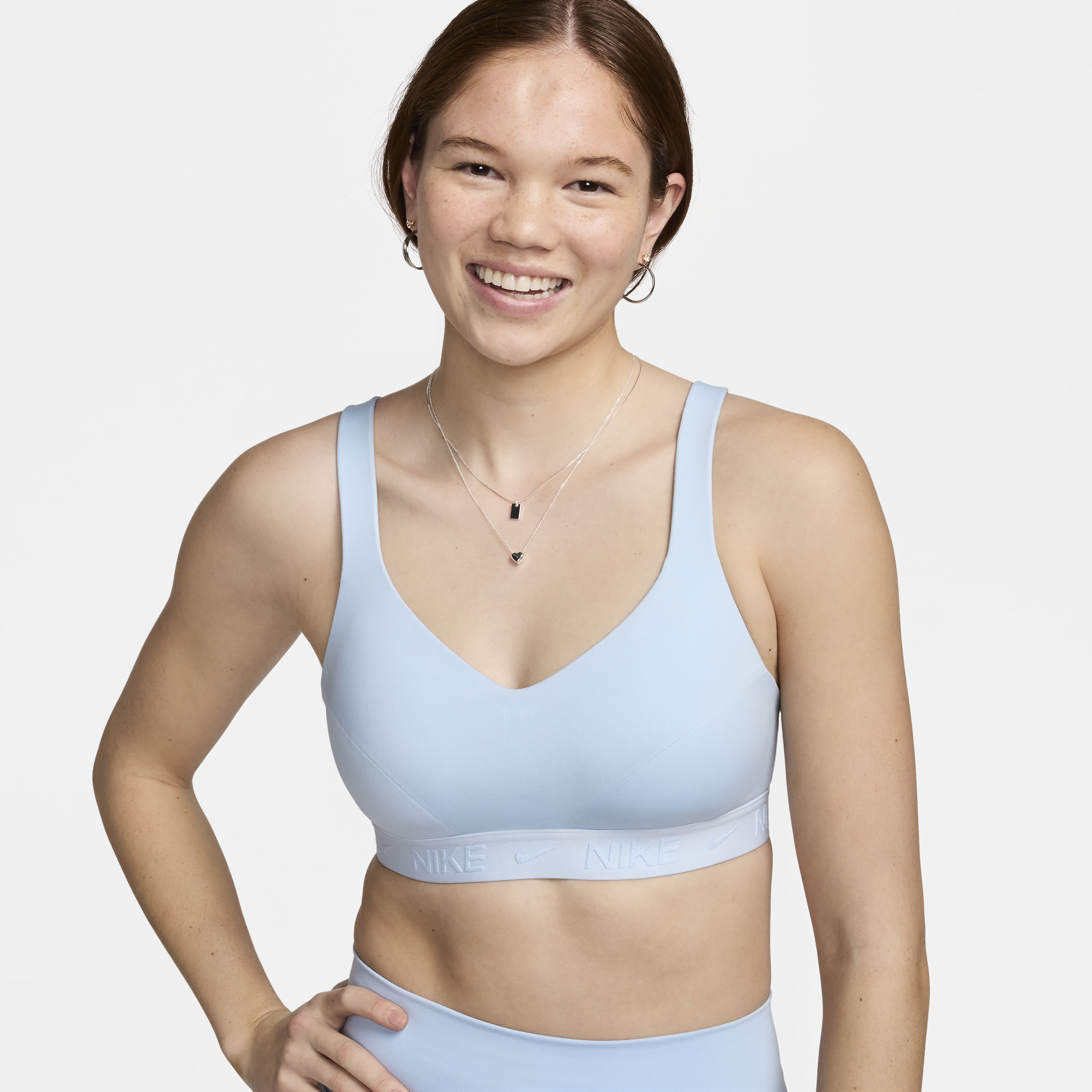 Shop Nike Women's Indy High Support Padded Adjustable Sports Bra In Blue