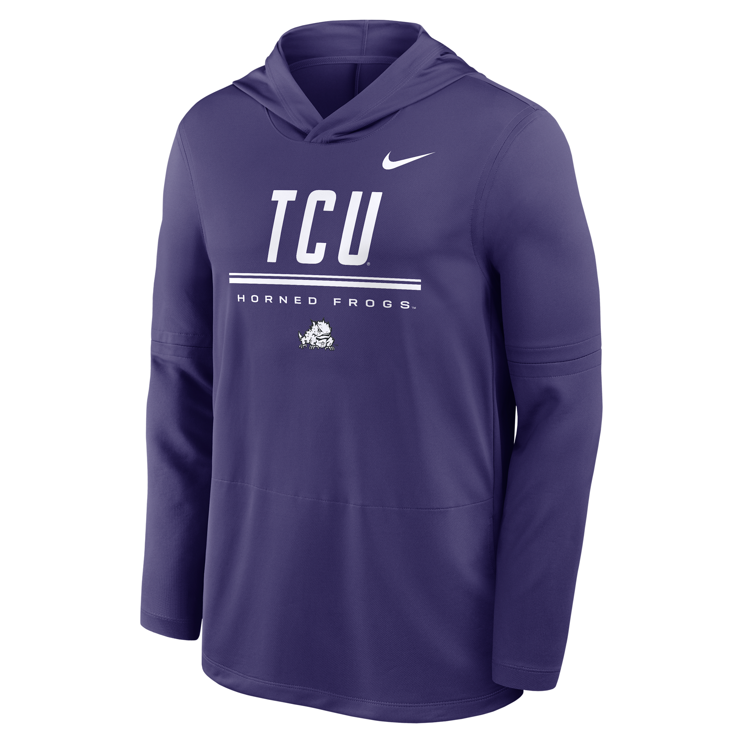 TCU Sideline Nike Men's Dri-FIT College Long-Sleeve Hooded Top in Purple | IV7919-566