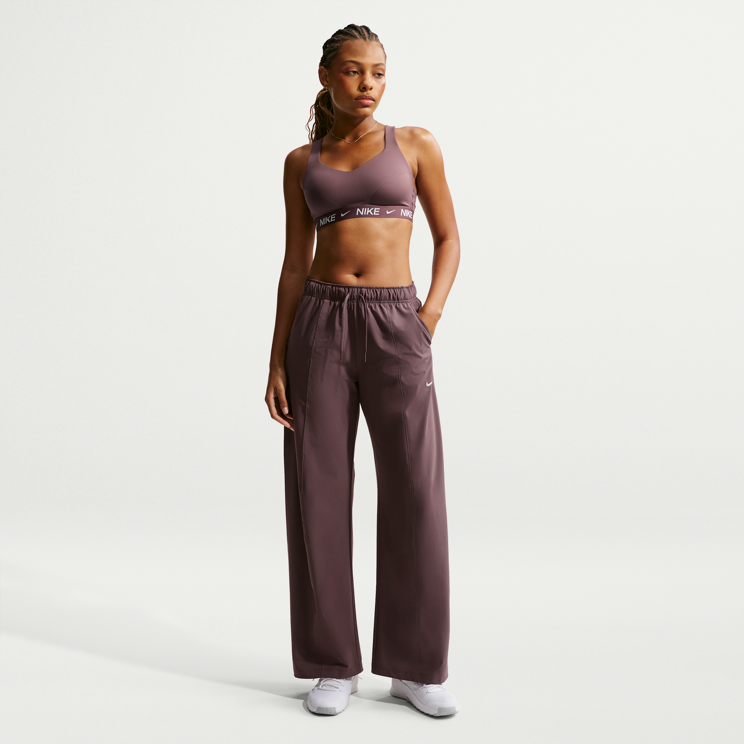 Nike Women's One Dri-FIT Woven Wide-Leg Pants in Purple | IQ0342-502