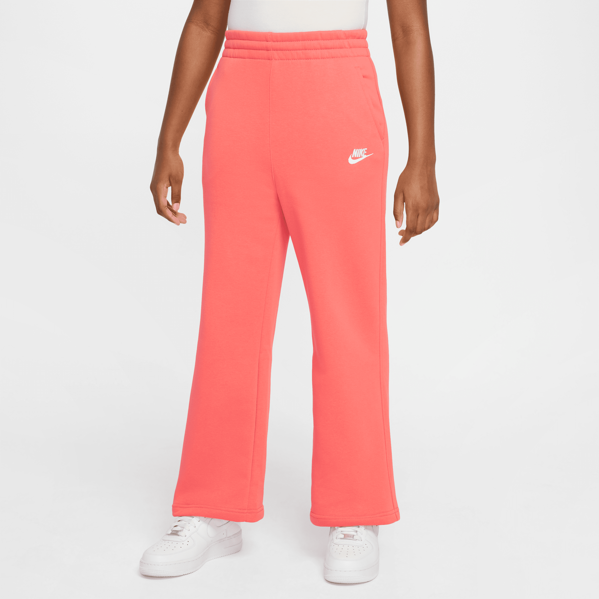 Nike Women's Sportswear Club Fleece Girls' Wide-leg Pants In Orange