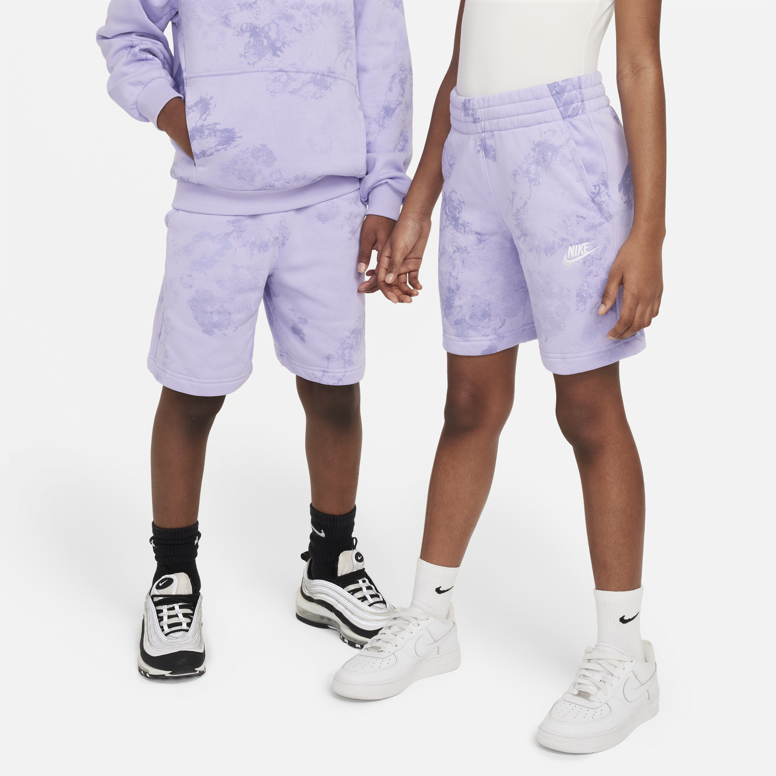 Shop Nike Sportswear Club Fleece Big Kids' French Terry Shorts In Purple