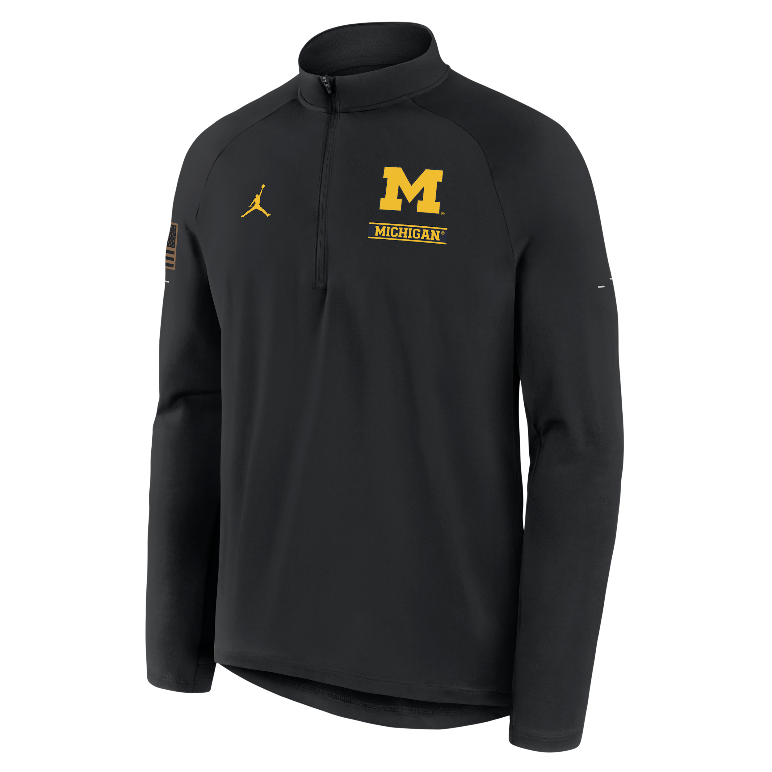 Nike Men's Michigan 2026 Military Appreciation Stride Jordan Brand Dri-FIT College 1/2-Zip Long-Sleeve Top in Black | 0JV100AMWN-9UW