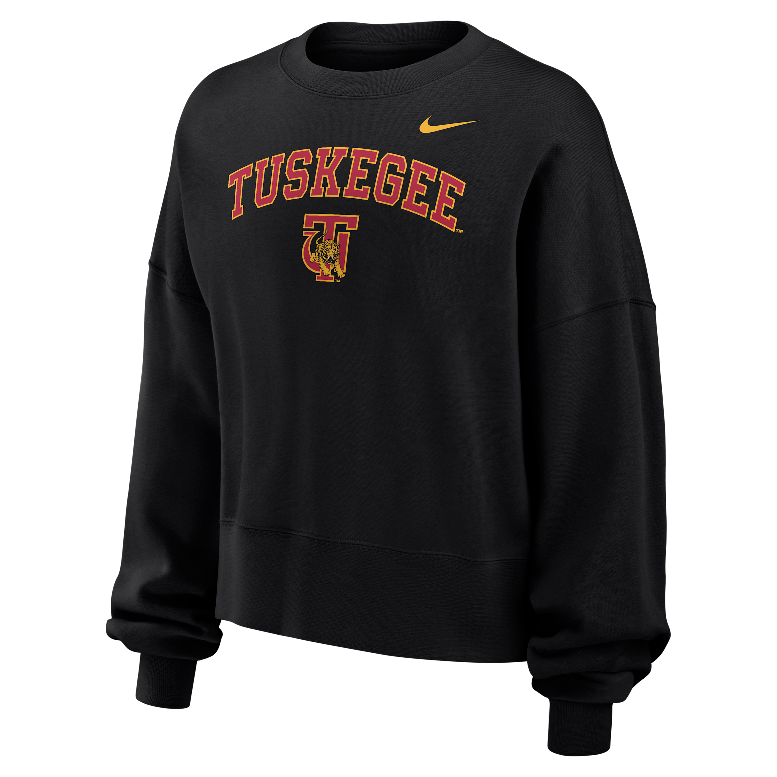 Nike Women's College (Tuskegee University) Phoenix Fleece Crewneck Sweatshirt in Black | W33302TUSU26-BLK