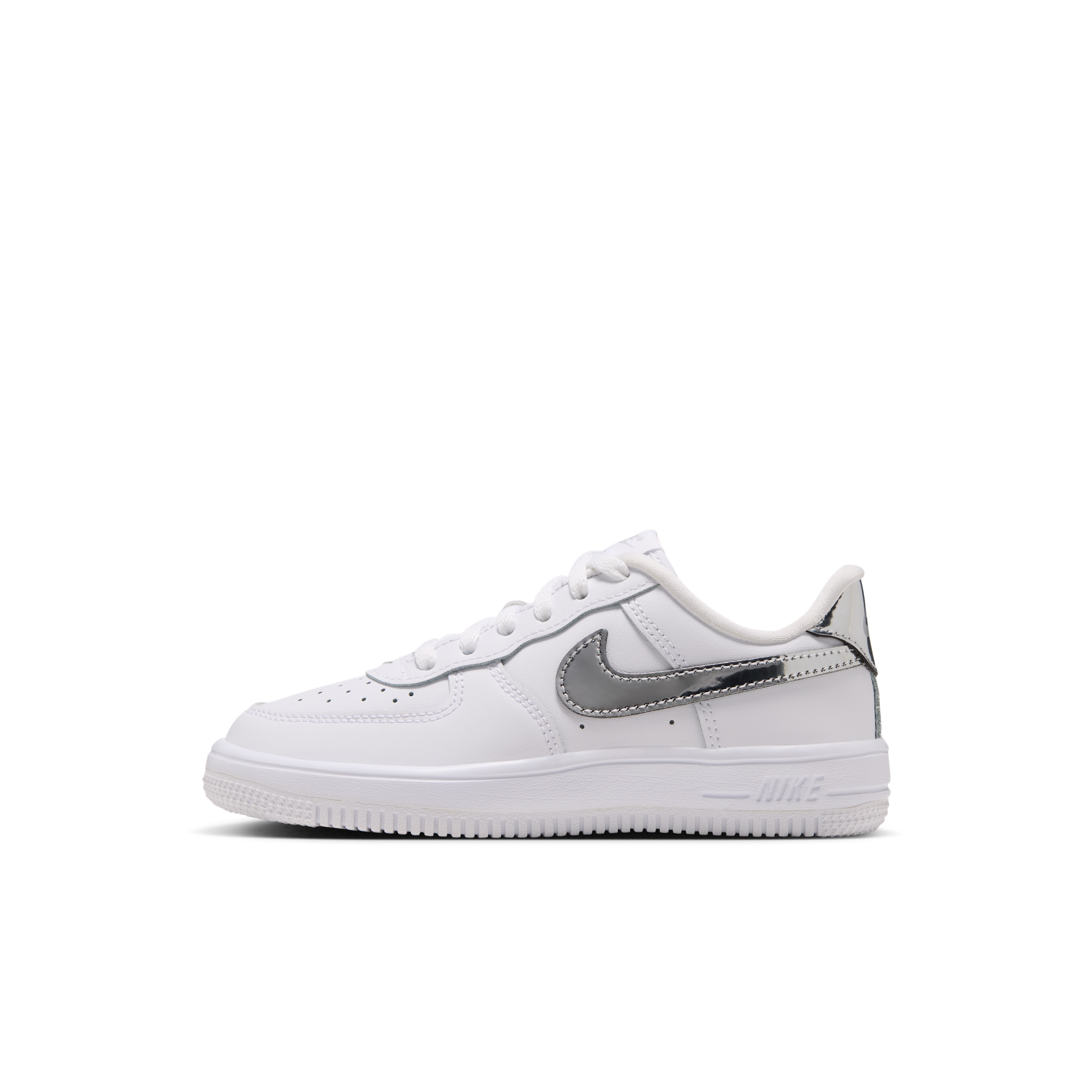 Nike Kids' Preschool Air Force 1 Low Shoes, Size 12, White/Metallic Silver