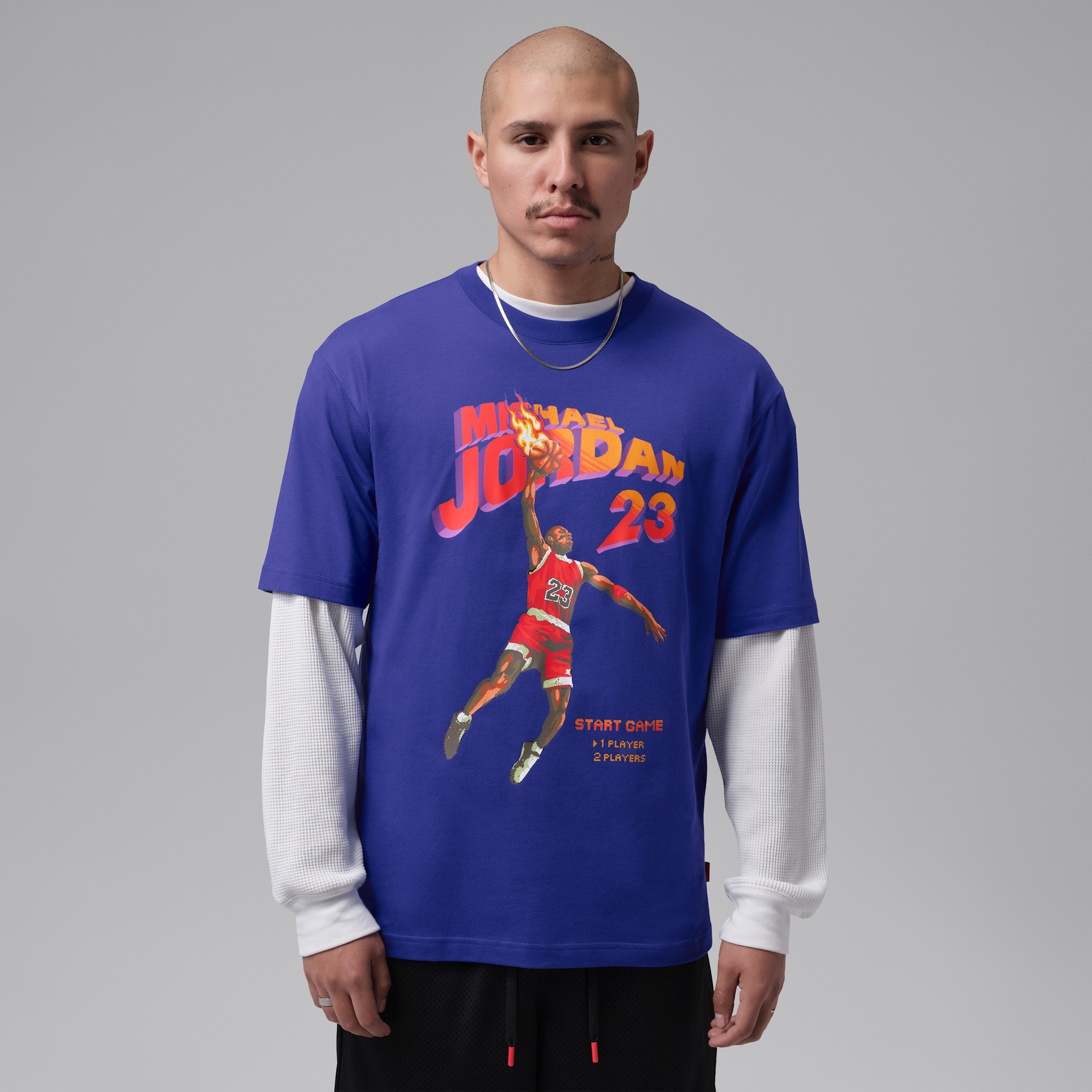 Jordan Men's Brooklyn Graphic T-Shirt, Medium, Light Concord
