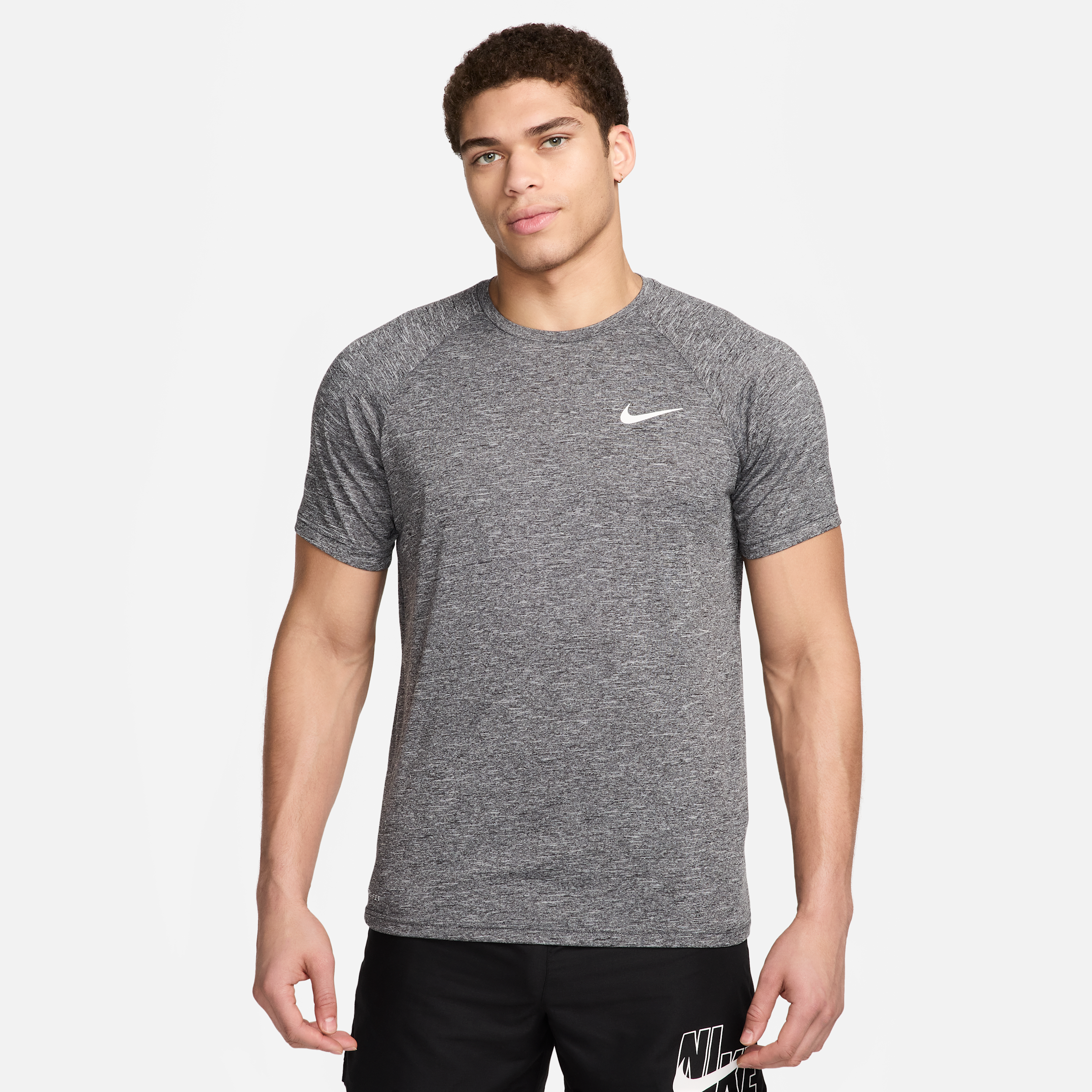 Nike Men's Dri-Fit Short Sleeve Heather Rashguard in Black (ESSA589) | Size 2XL | HisRoom.com
