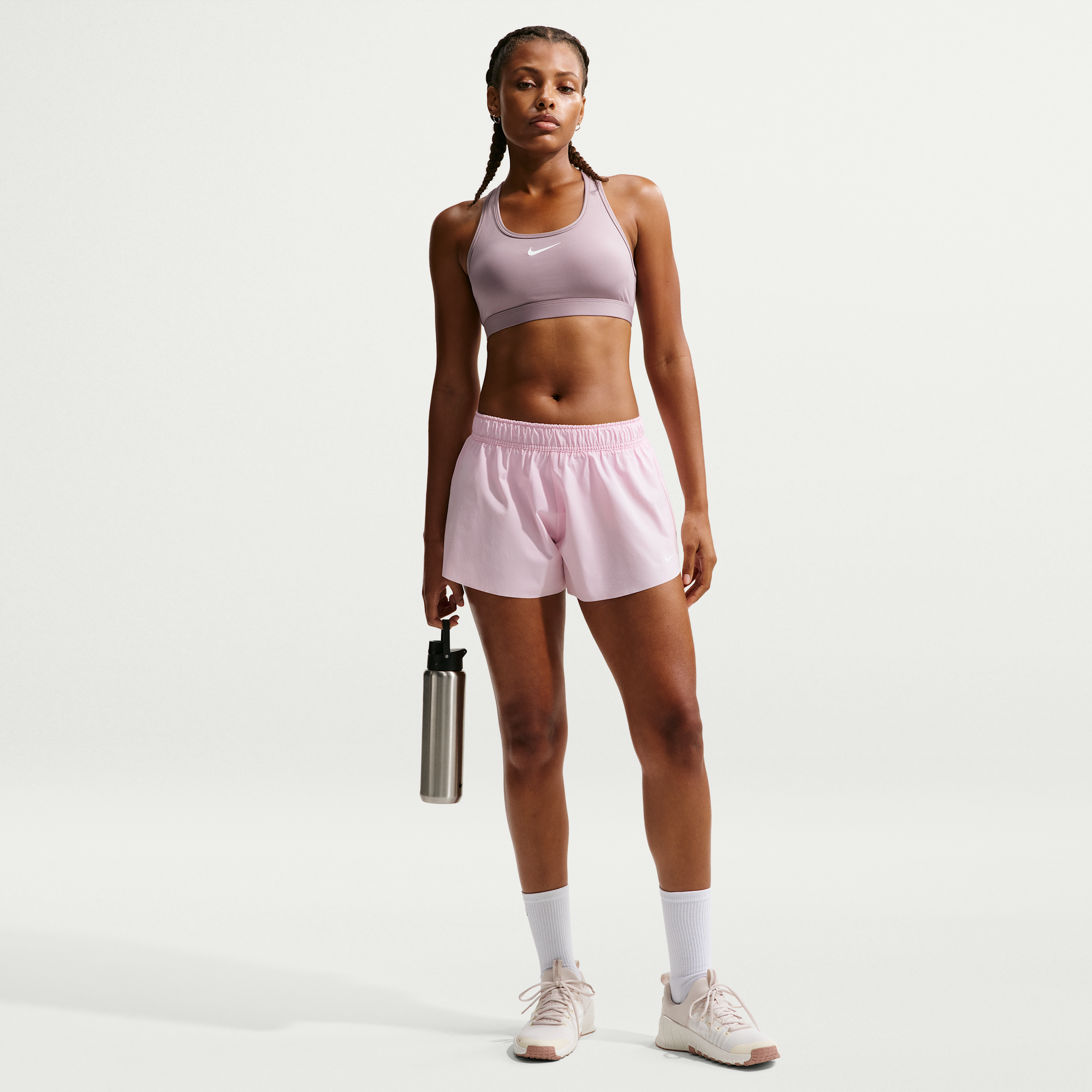 Nike Women's One Mid-Rise 3" Brief-Lined Shorts in Pink | IM7050-663