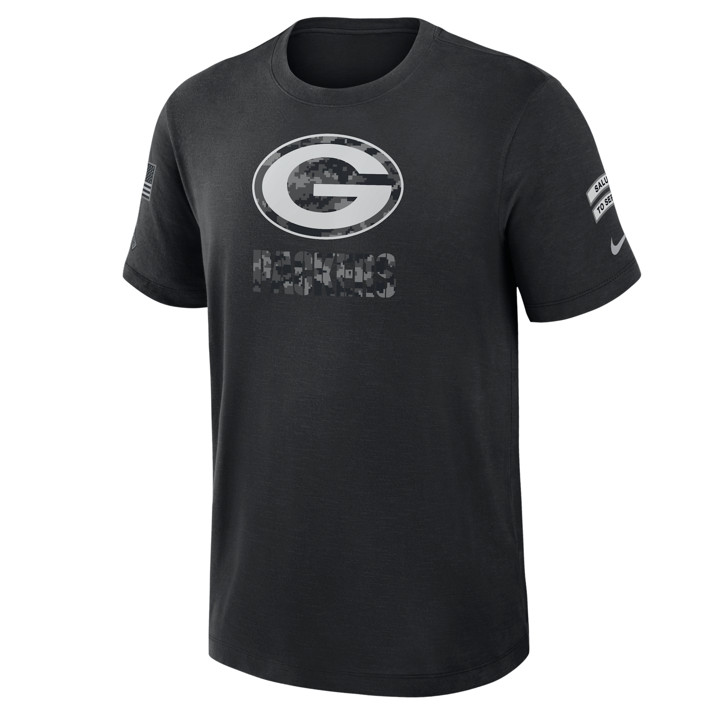 Green Bay Packers Salute to Service Slub Nike Men's Dri-FIT NFL T-Shirt in Black | 034900AA2C-AEG