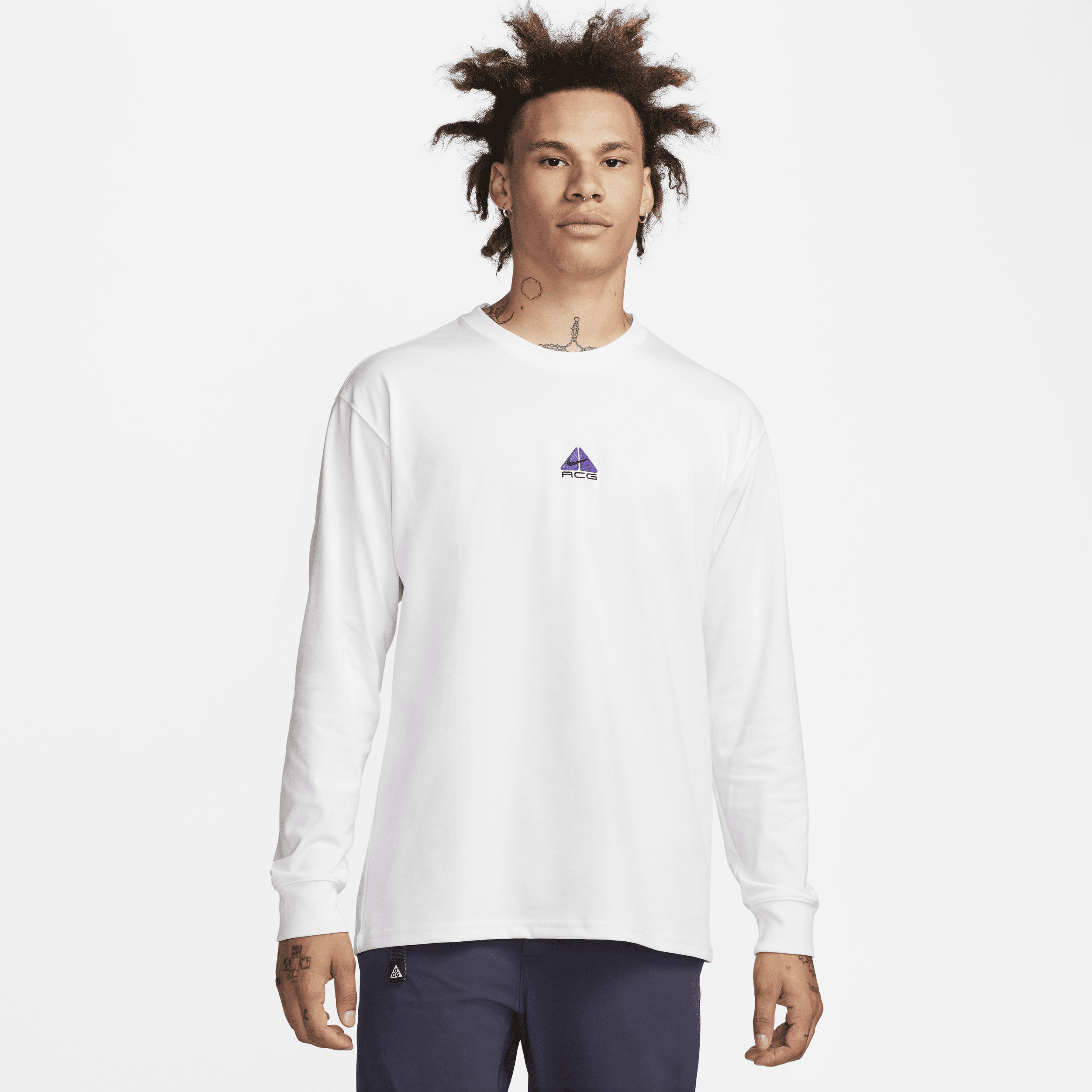 Shop Nike Men's  Acg "lungs" Long-sleeve T-shirt In White