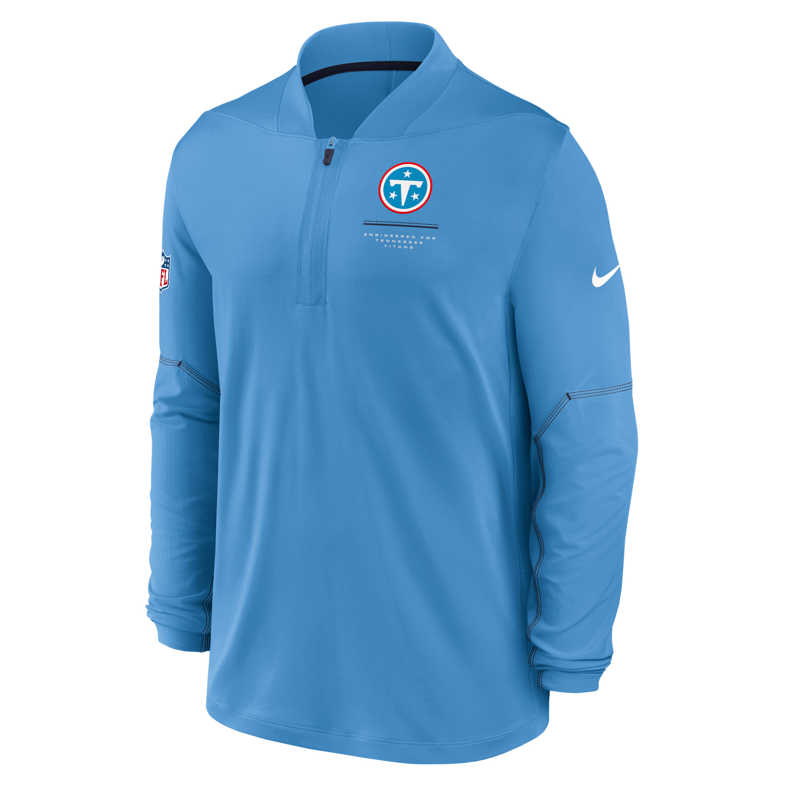 Men's Nike Light Blue Tennessee Titans Sideline Logo Glory Midweight Dri-fit Half-Zip Pullover - Light Blue, Navy