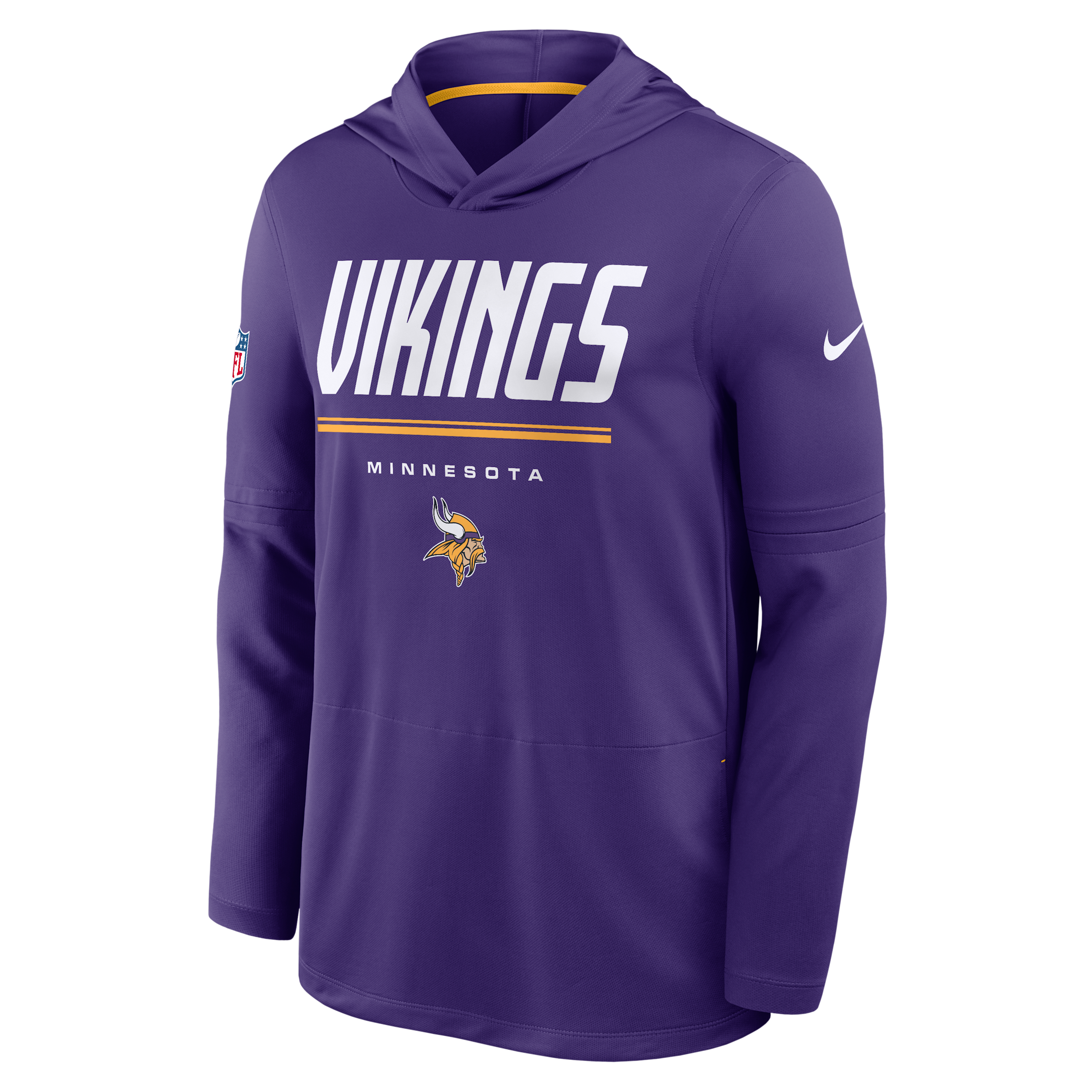 Nike Men's Purple Minnesota Vikings Sideline Lightweight Long Sleeve Hooded Dri-fit T-Shirt - Purple, Gold