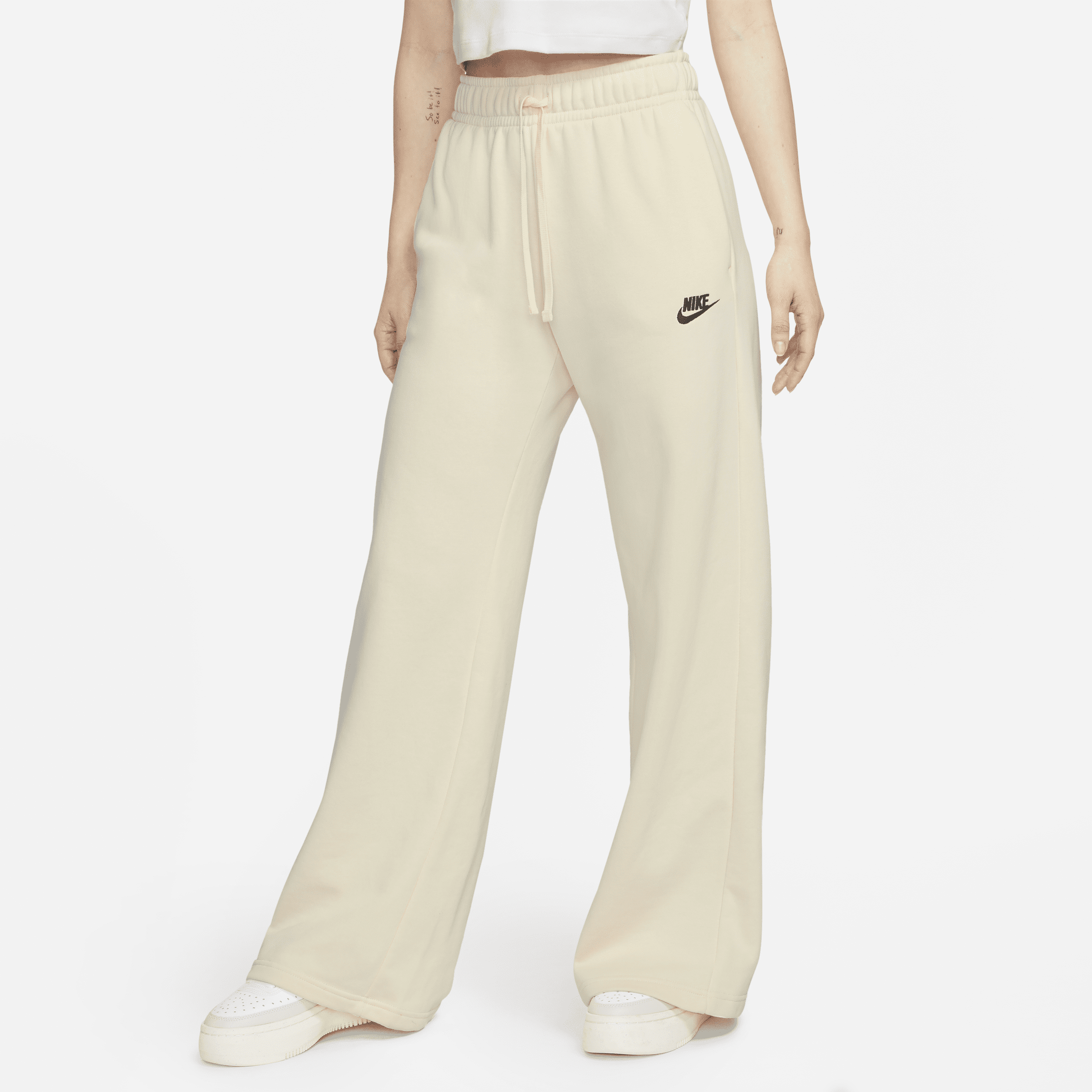 Nike Women's  Sportswear Club Fleece Mid-rise Wide-leg Sweatpants In White
