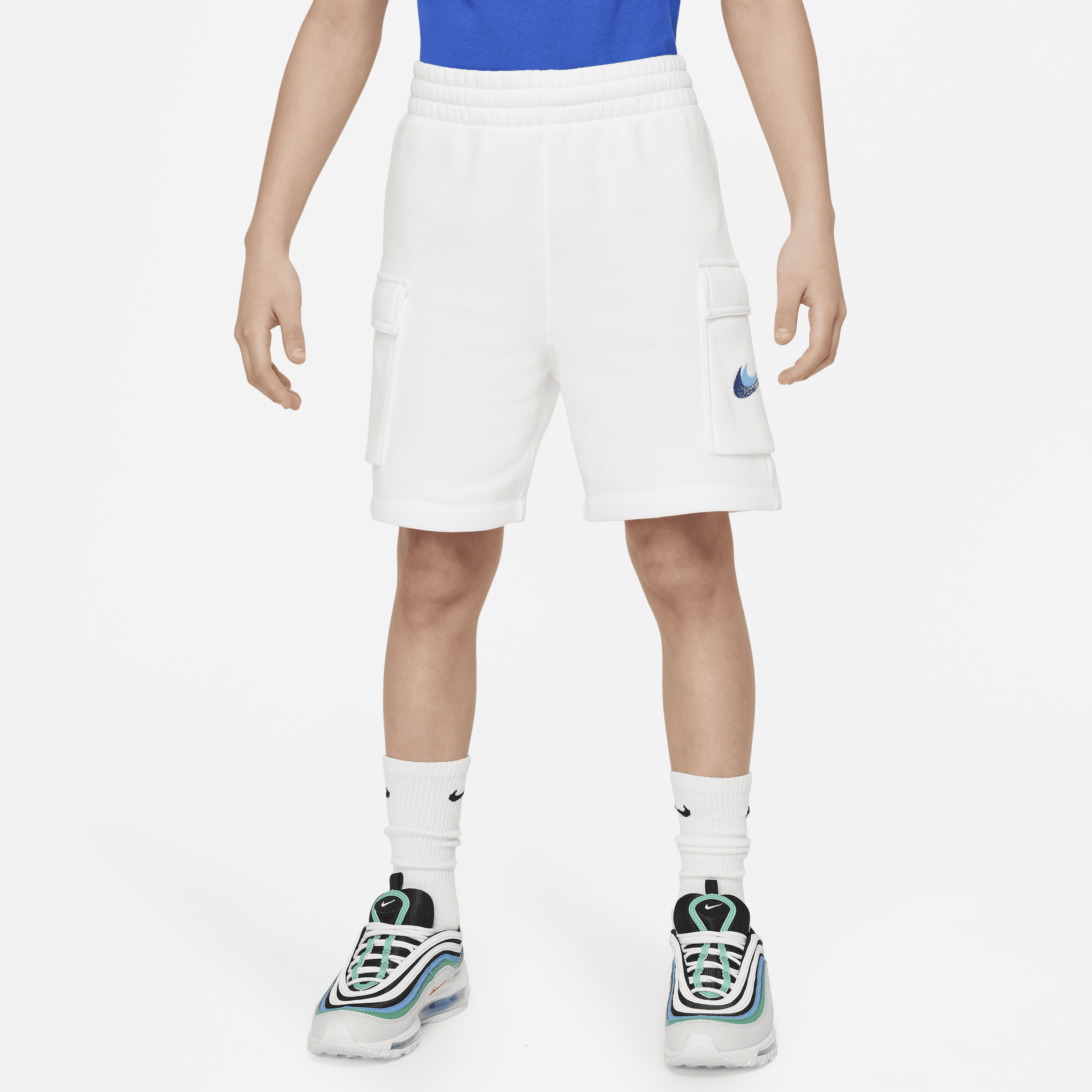 Shop Nike Sportswear Standard Issue Big Kids' (boys') Fleece Shorts In White