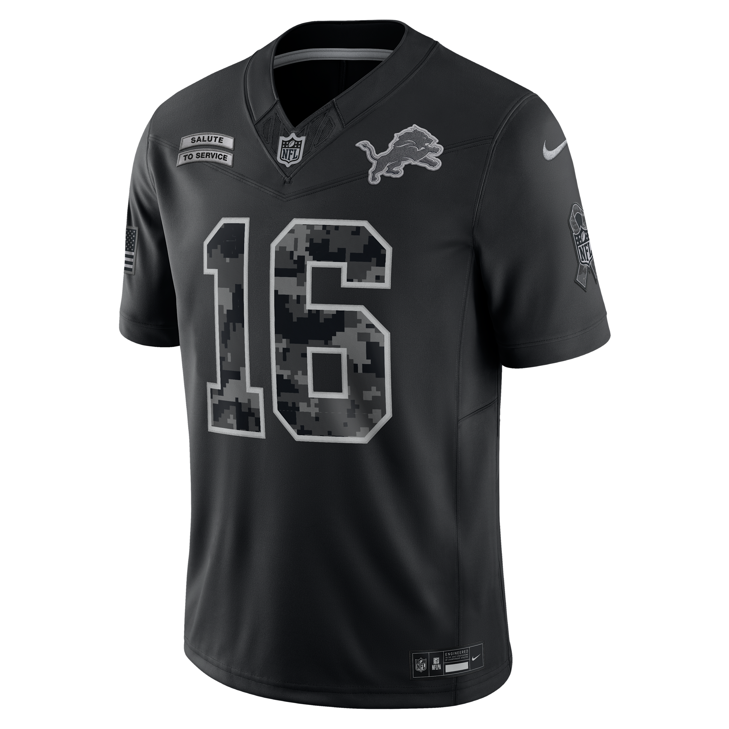 Jared Goff Detroit Lions Salute to Service Nike Men's Dri-FIT NFL Limited Jersey in Black | SSLM00AF3B-Z7K