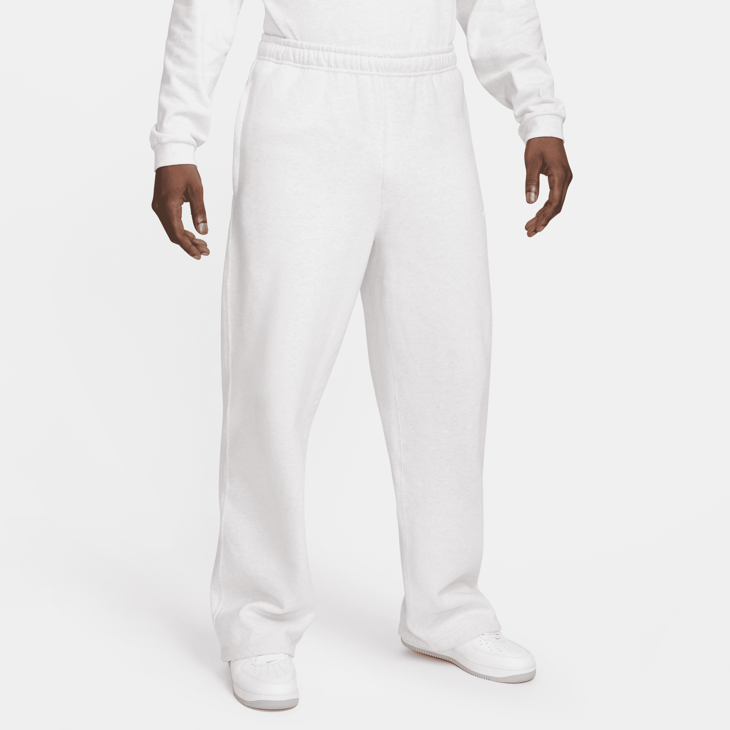 Nike Men's Solo Swoosh Open-hem Fleece Pants In Brown