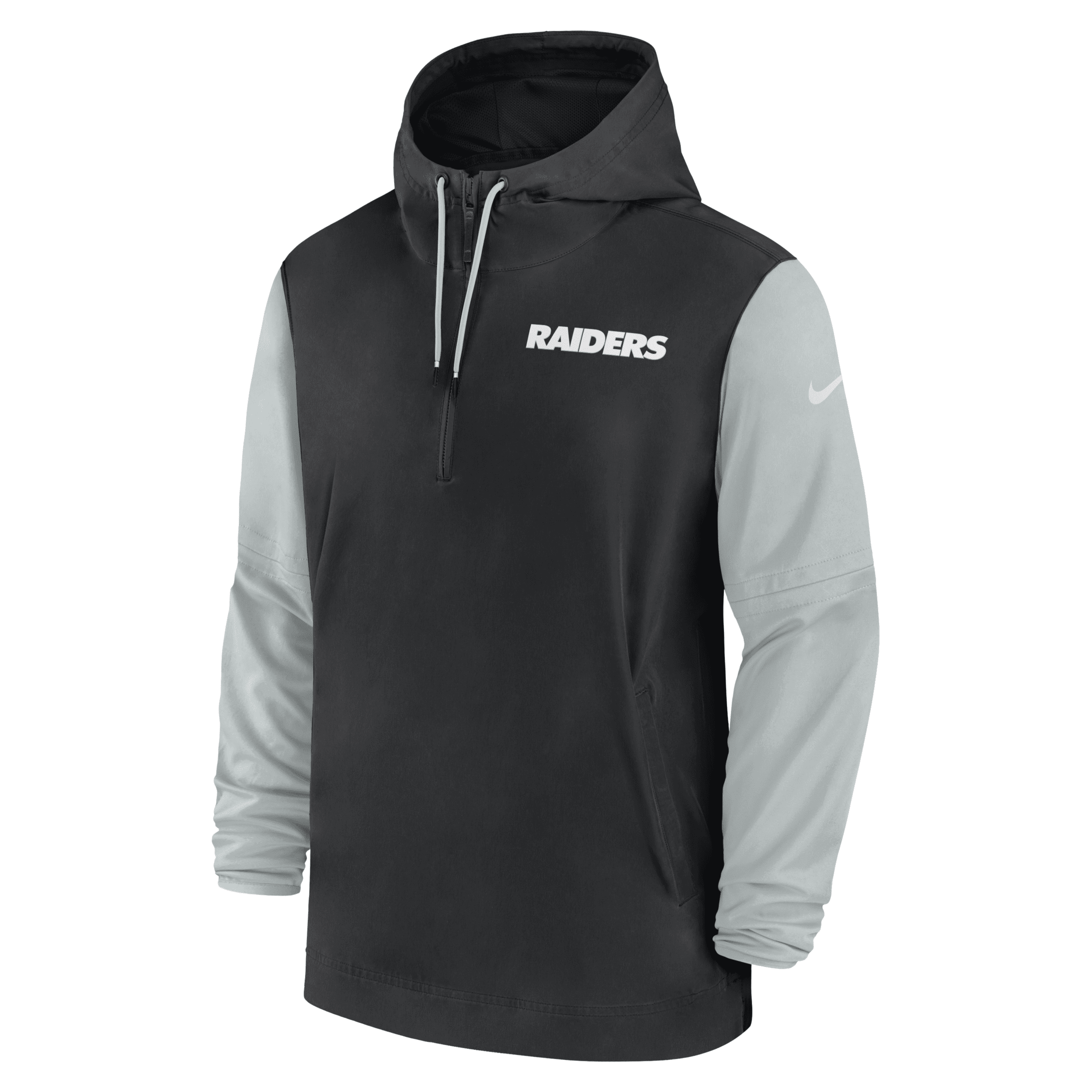 Nike Men's Black/Silver Las Vegas Raiders 2024/25 Sideline Pre-Game Player 1/2-Zip Hoodie Jacket - Black, Silver