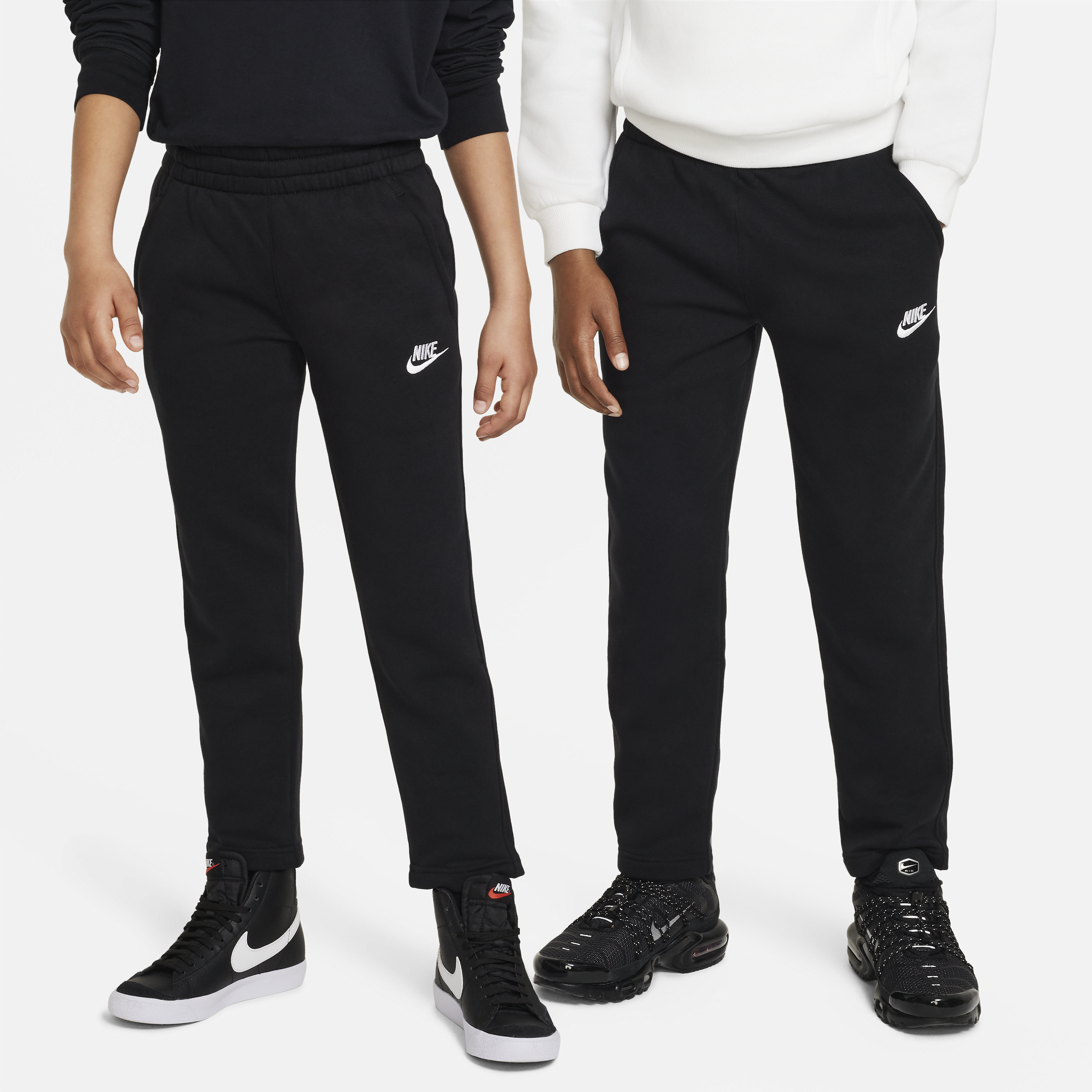 Shop Nike Sportswear Club Fleece Big Kids' Open-hem Pants In Black