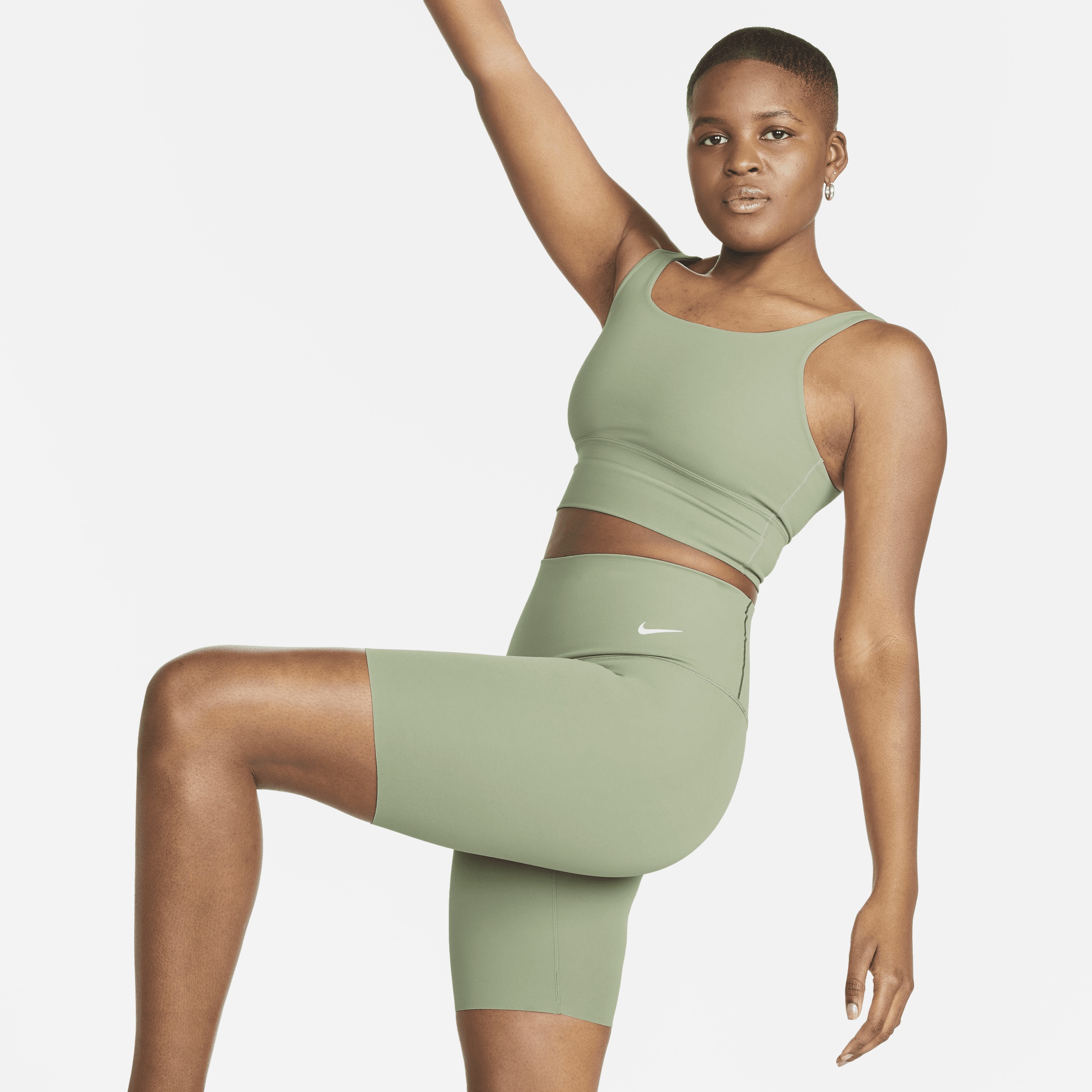 Shop Nike Women's Zenvy Gentle-support High-waisted 8" Biker Shorts In Green