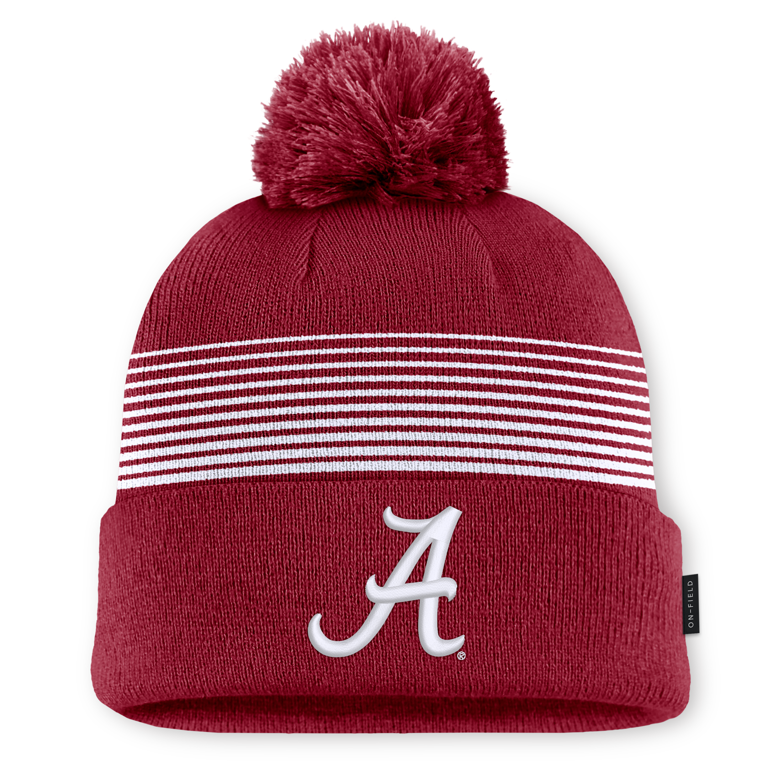 Nike Men's and Women's Crimson Alabama Crimson Tide 2026 On-Field Cuffed Knit Pom Hat - Crimson, White