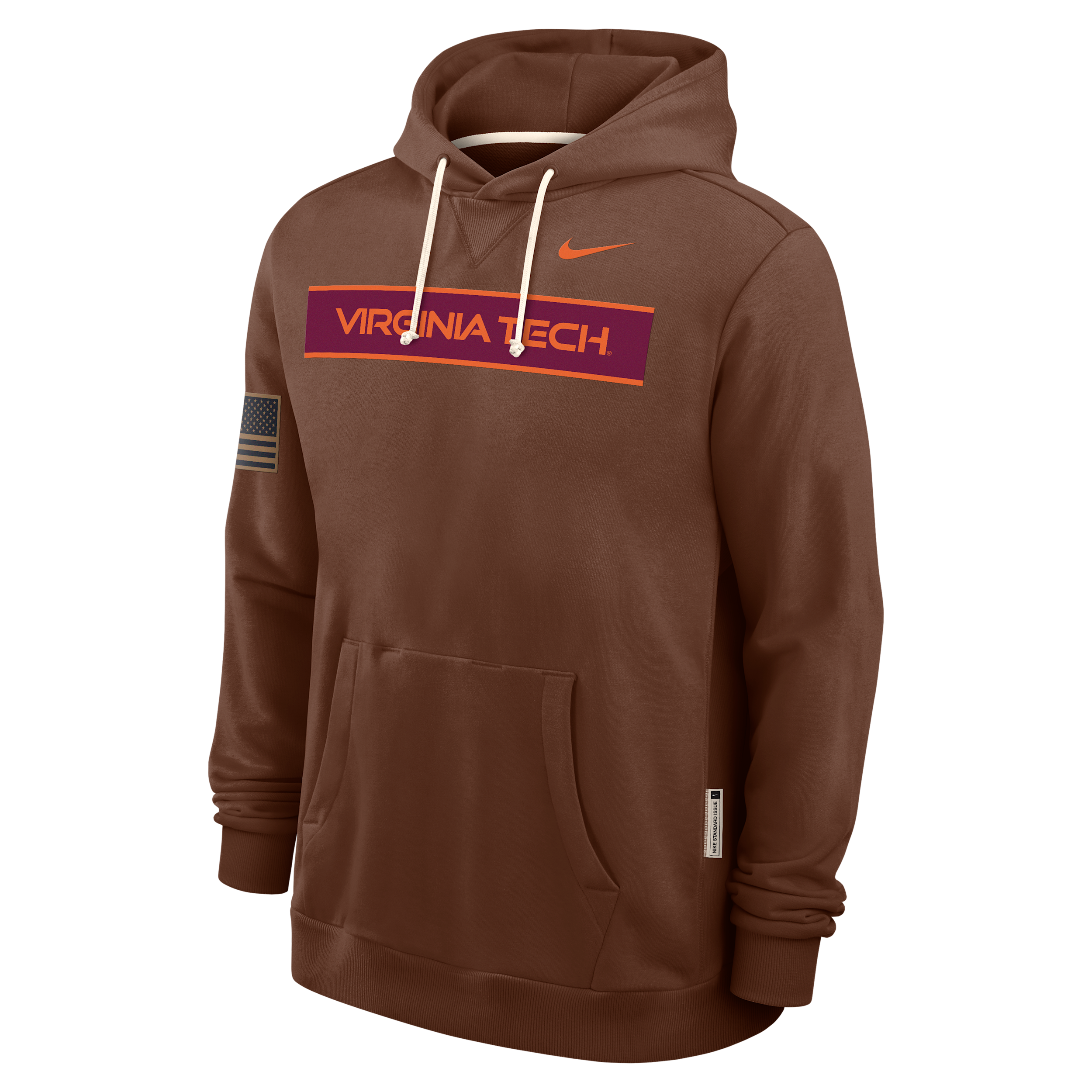 Virginia Tech 2026 Military Appreciation Nike Men's Dri-FIT College Long-Sleeve Hooded Top in Brown | IV9962-255