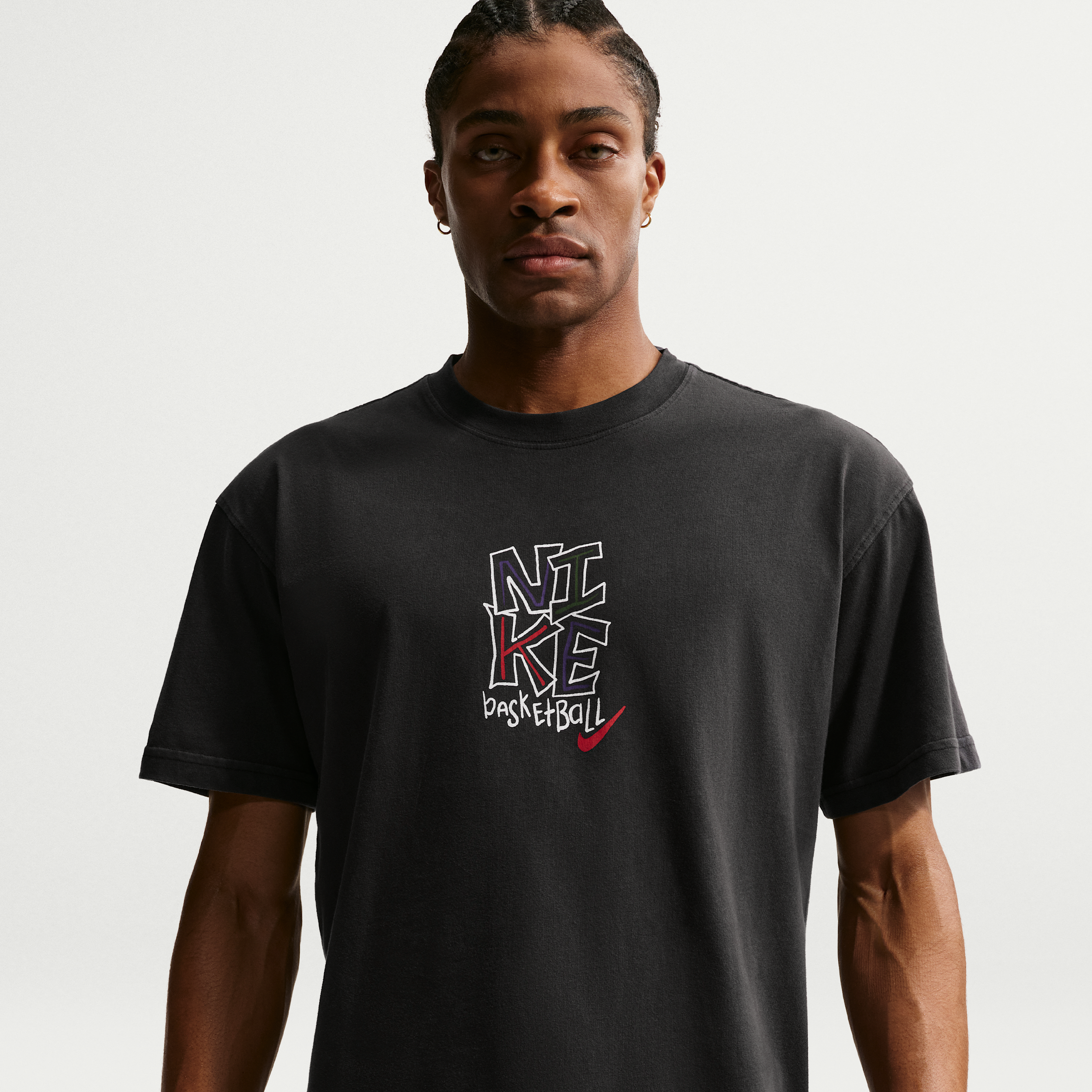 Nike Just Do It Mens Crew Neck Short Sleeve Regular Fit Graphic T-Shirt, Medium, Black