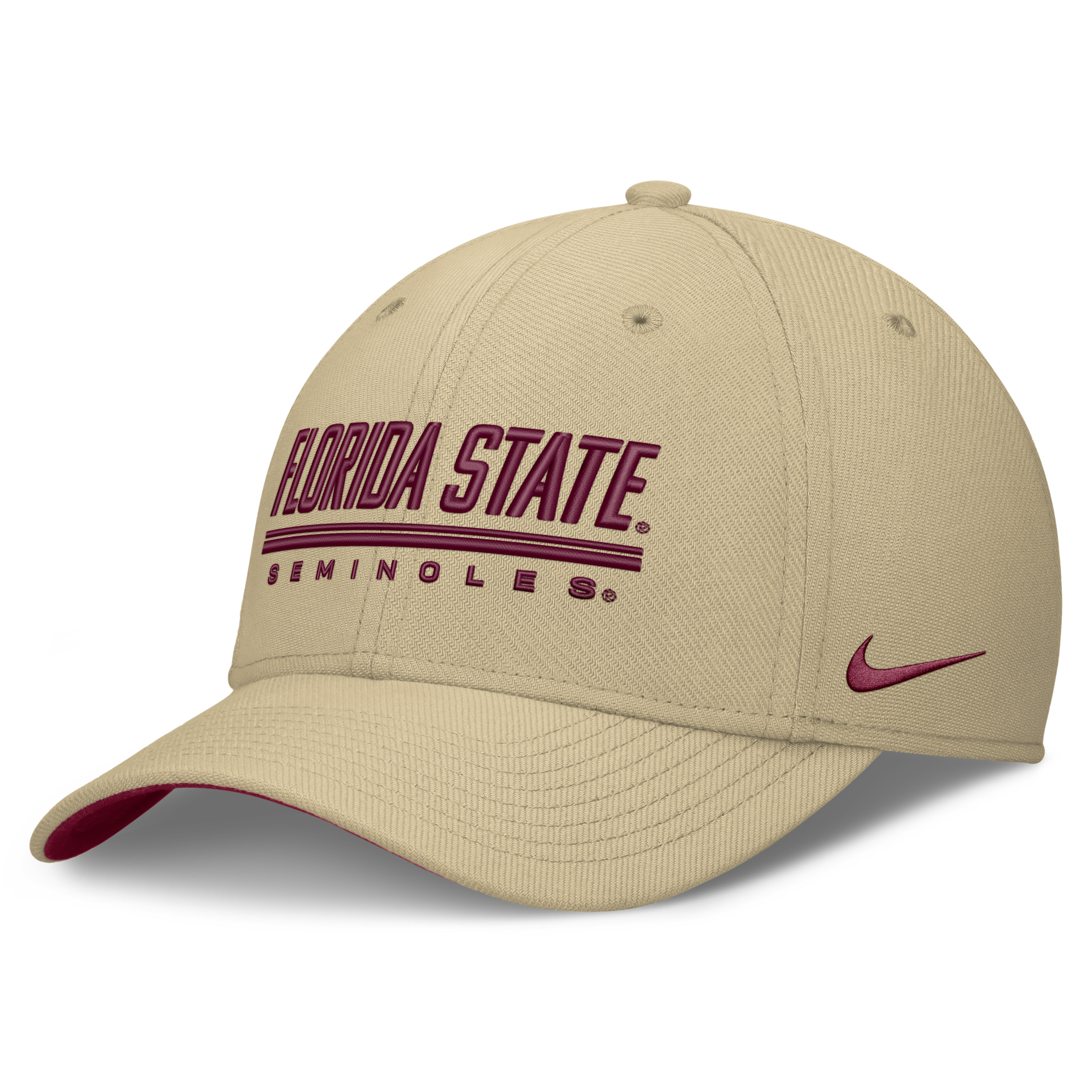 Nike Adult Florida State Seminoles Gold Rise Swooshflex Dri-Fit Game Day Structured Hat, Men's, L/XL, Yellow