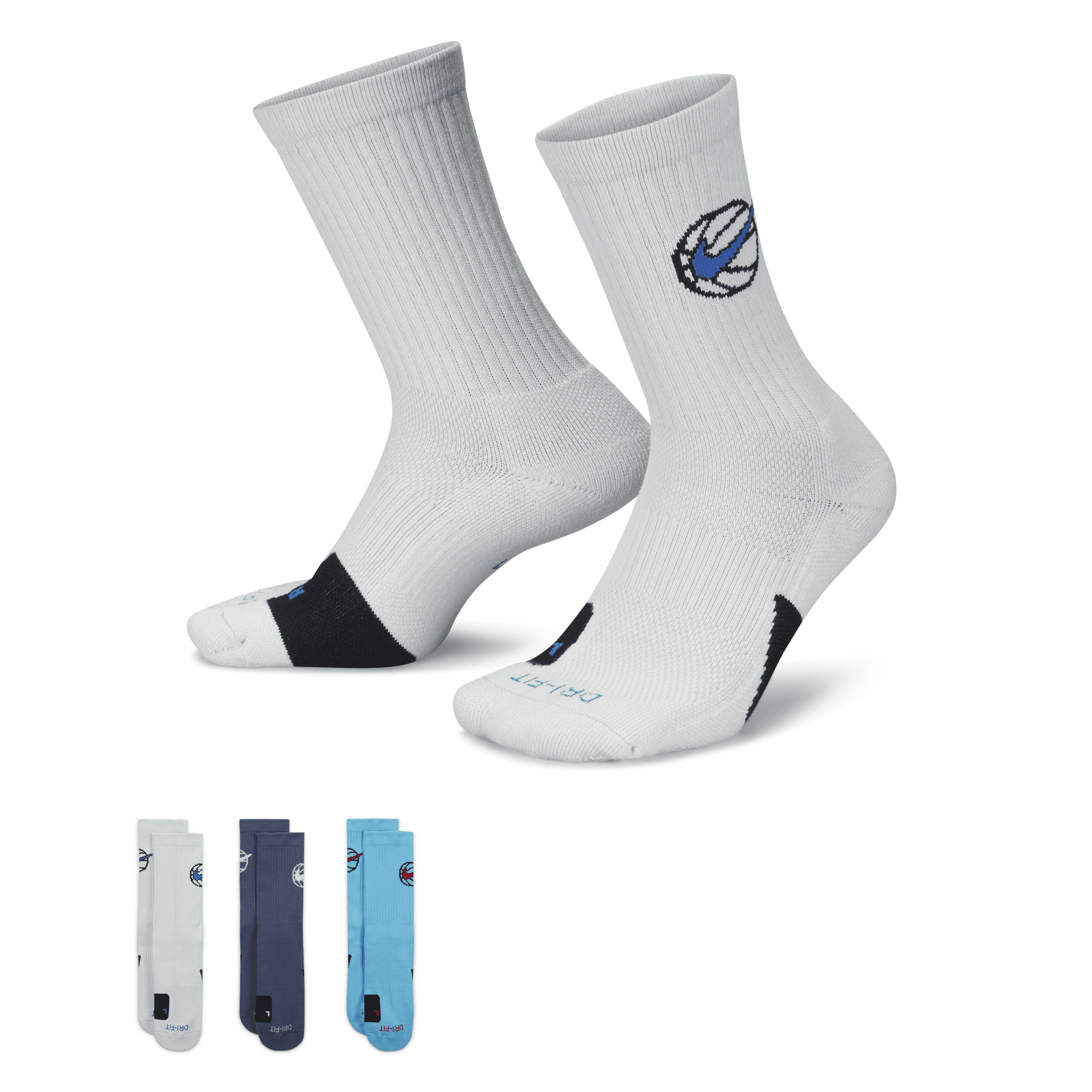 Nike Unisex Everyday Crew Basketball Socks (3 Pair) In Multicolor