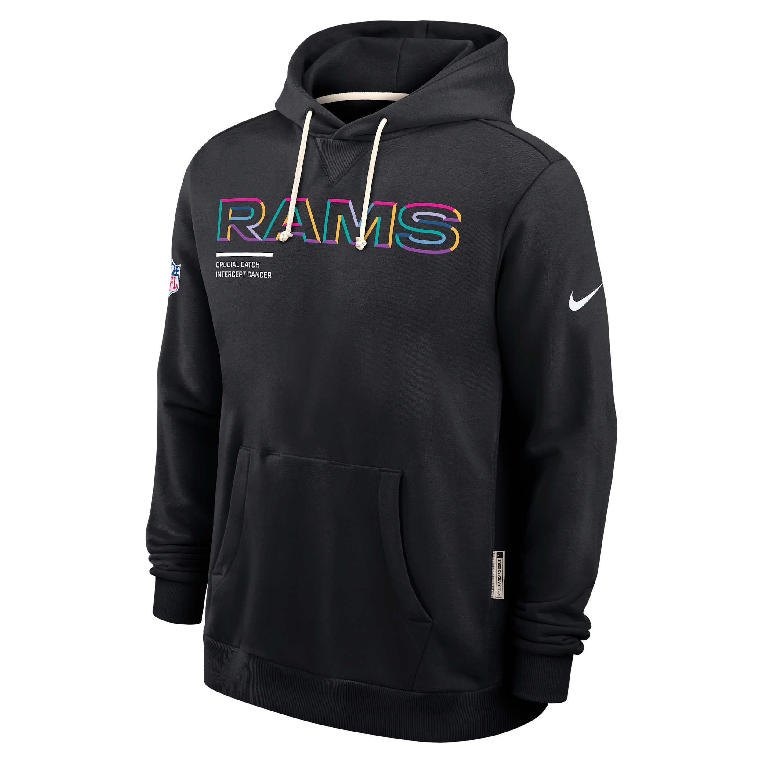 Nike Los Angeles Rams Crucial Catch Sideline  Men's Dri-fit Nfl Pullover Hoodie In Black