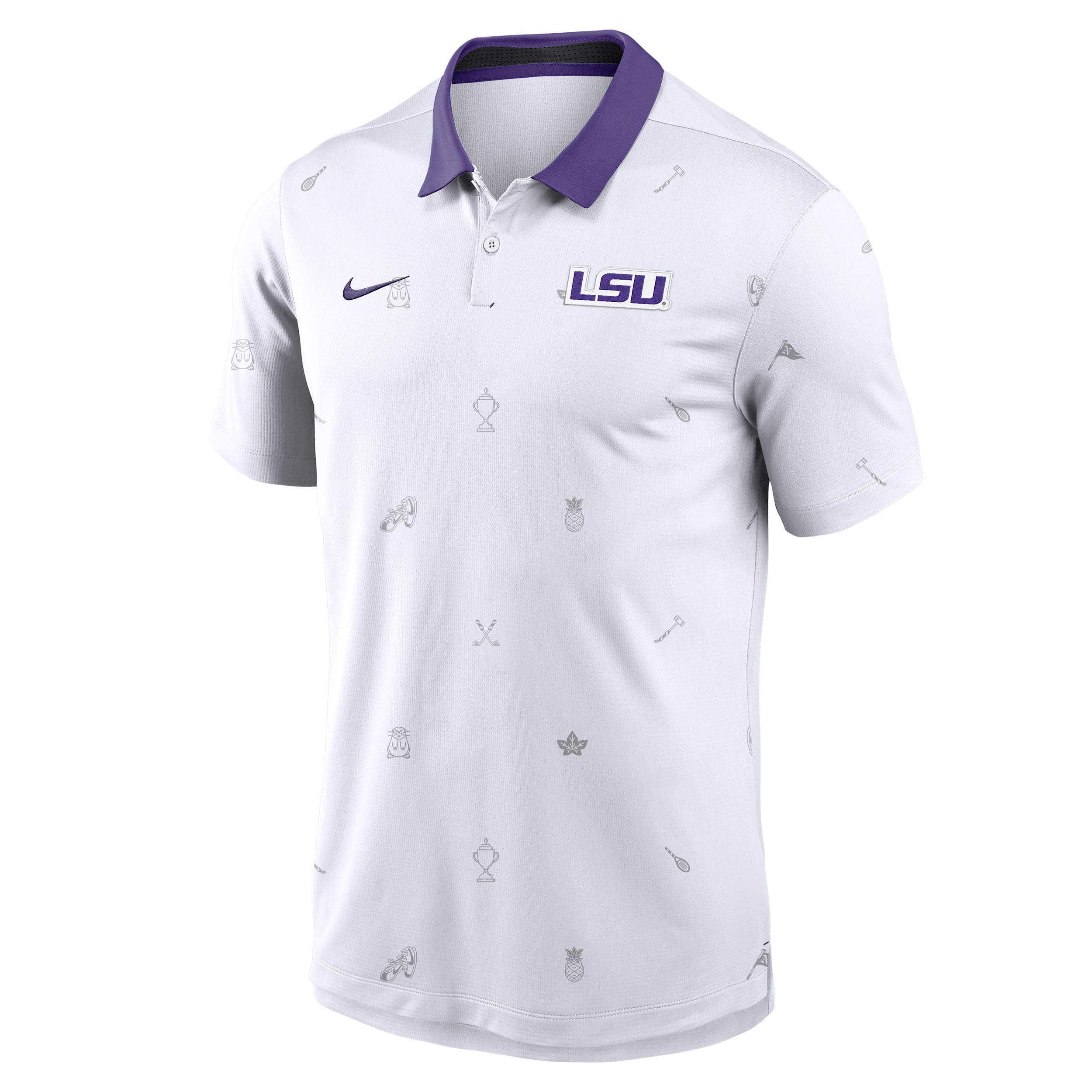 LSU Vapor Pattern Nike Men's Dri-FIT College Polo in White | 00HT082KLSN-RNS
