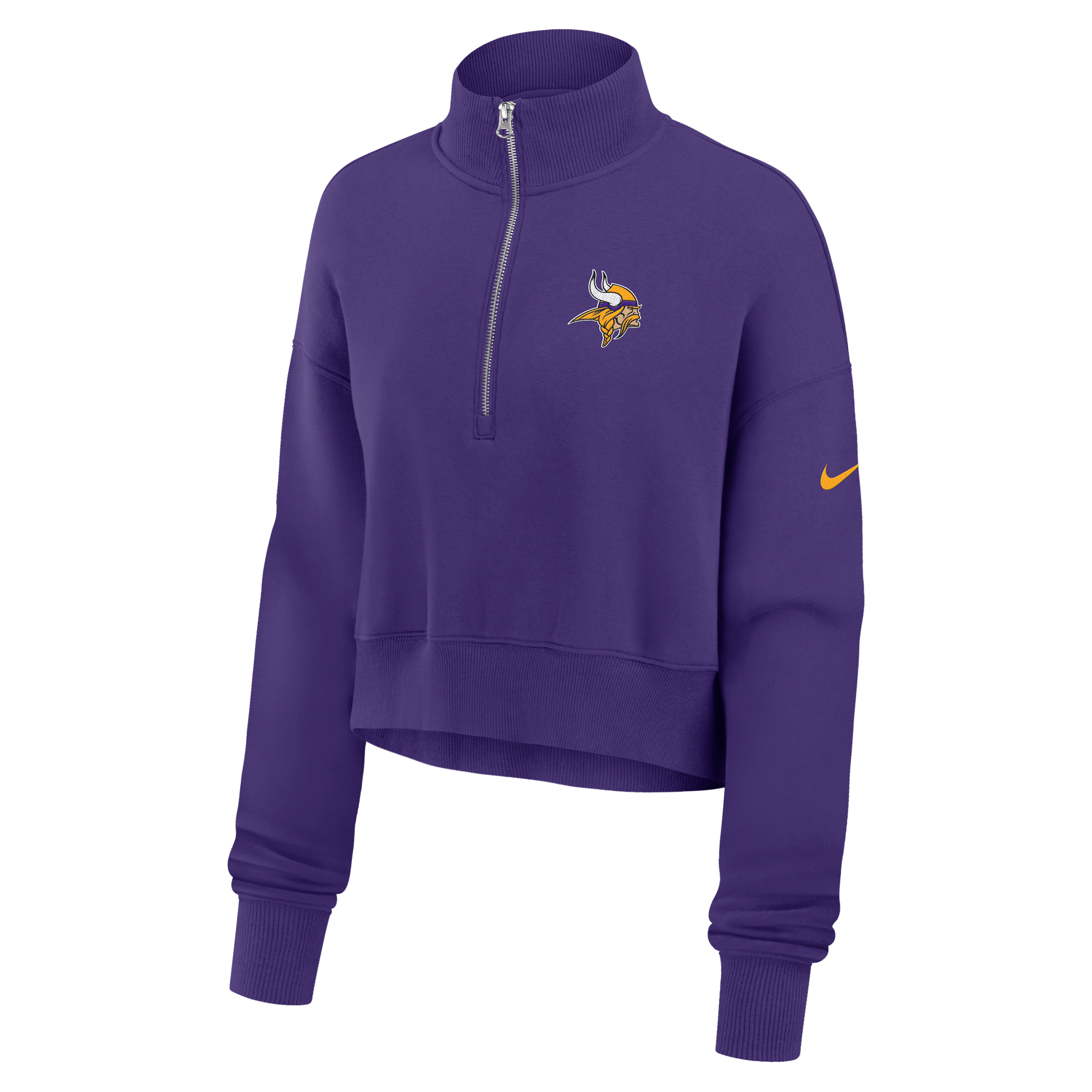Minnesota Vikings Phoenix Nike Women's NFL Cropped 1/4-Zip Crew in Purple | 01N951L9M-LST