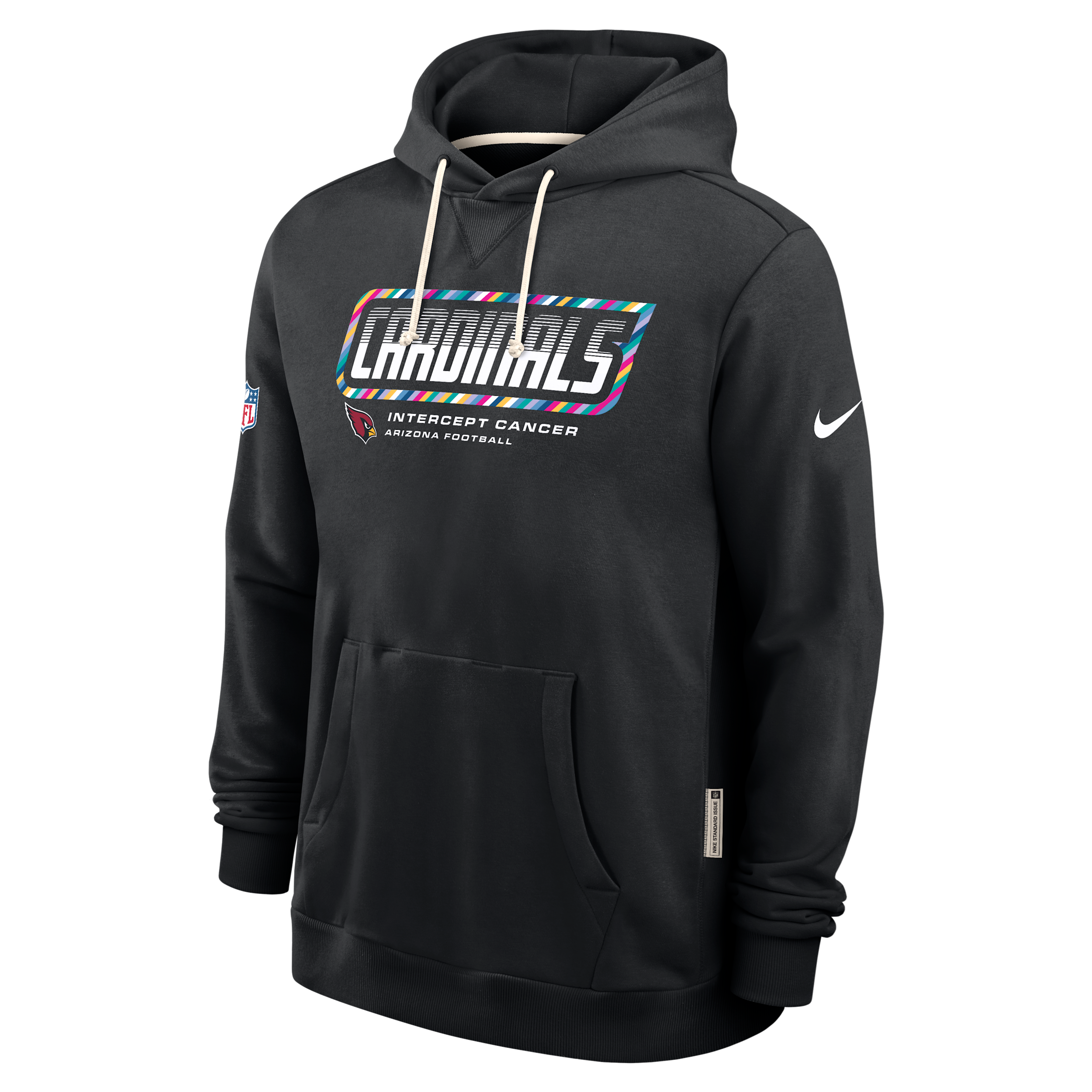 Arizona Cardinals Crucial Catch Sideline Standard Issue Nike Men's Dri-FIT NFL Pullover Hoodie in Black | 03AZ00AZU1-F9R