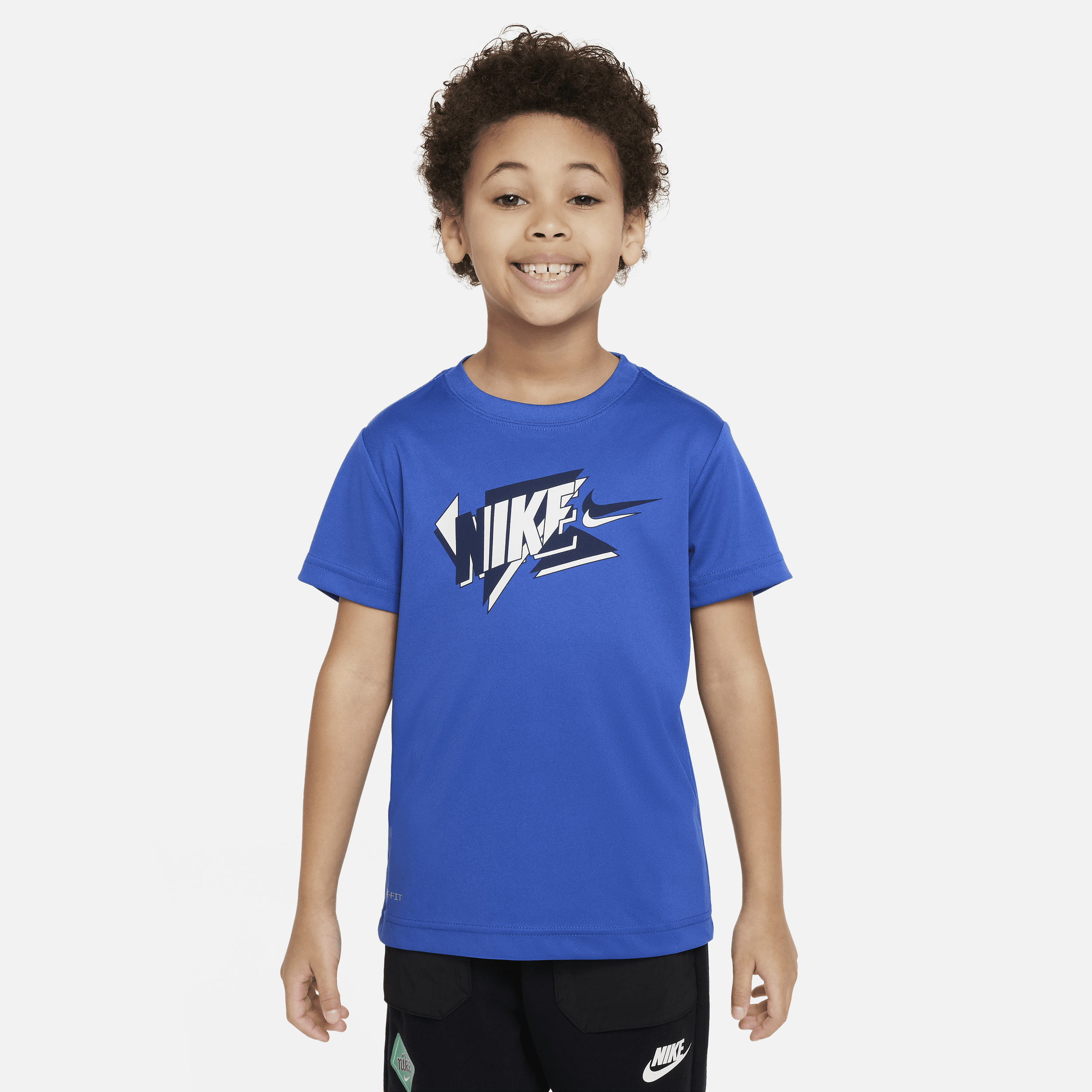 Nike Dri-fit Little Kids' Graphic T-shirt In Blue