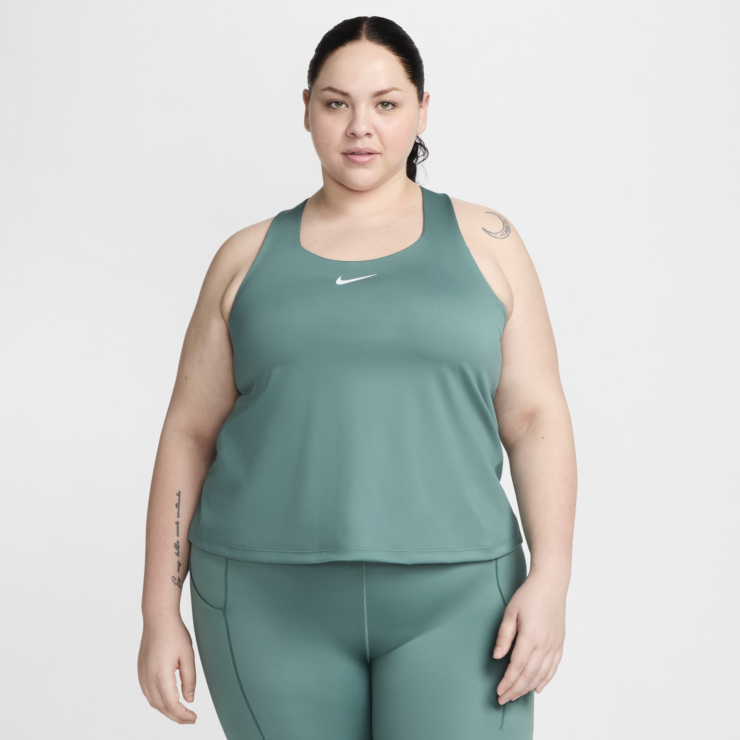 Shop Nike Women's Swoosh Medium-support Padded Sports Bra Tank Top (plus Size) In Green