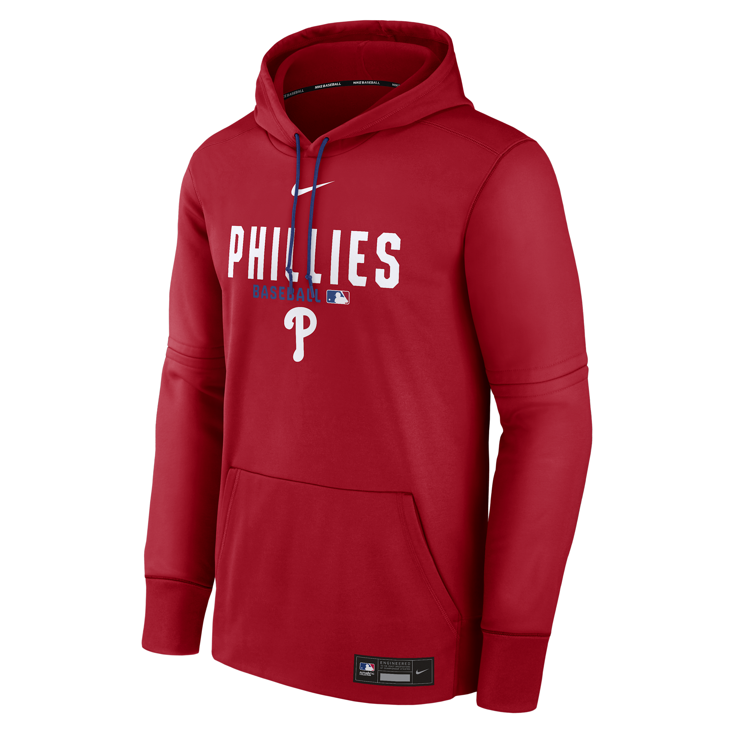 Men's Philadelphia Phillies Authentic Collection Nike Therma MLB Pullover Hoodie in Red | NAC3161NPP-RMG
