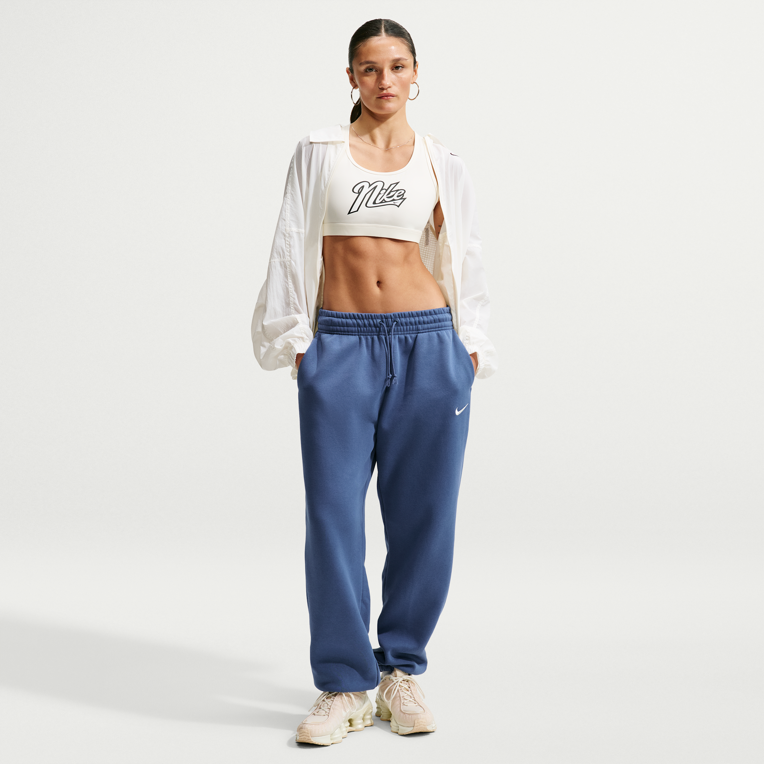 Nike Women's Sportswear Phoenix Fleece Oversized High-Waisted Jogger Pants in Mystic Navy/Sail Size: Small