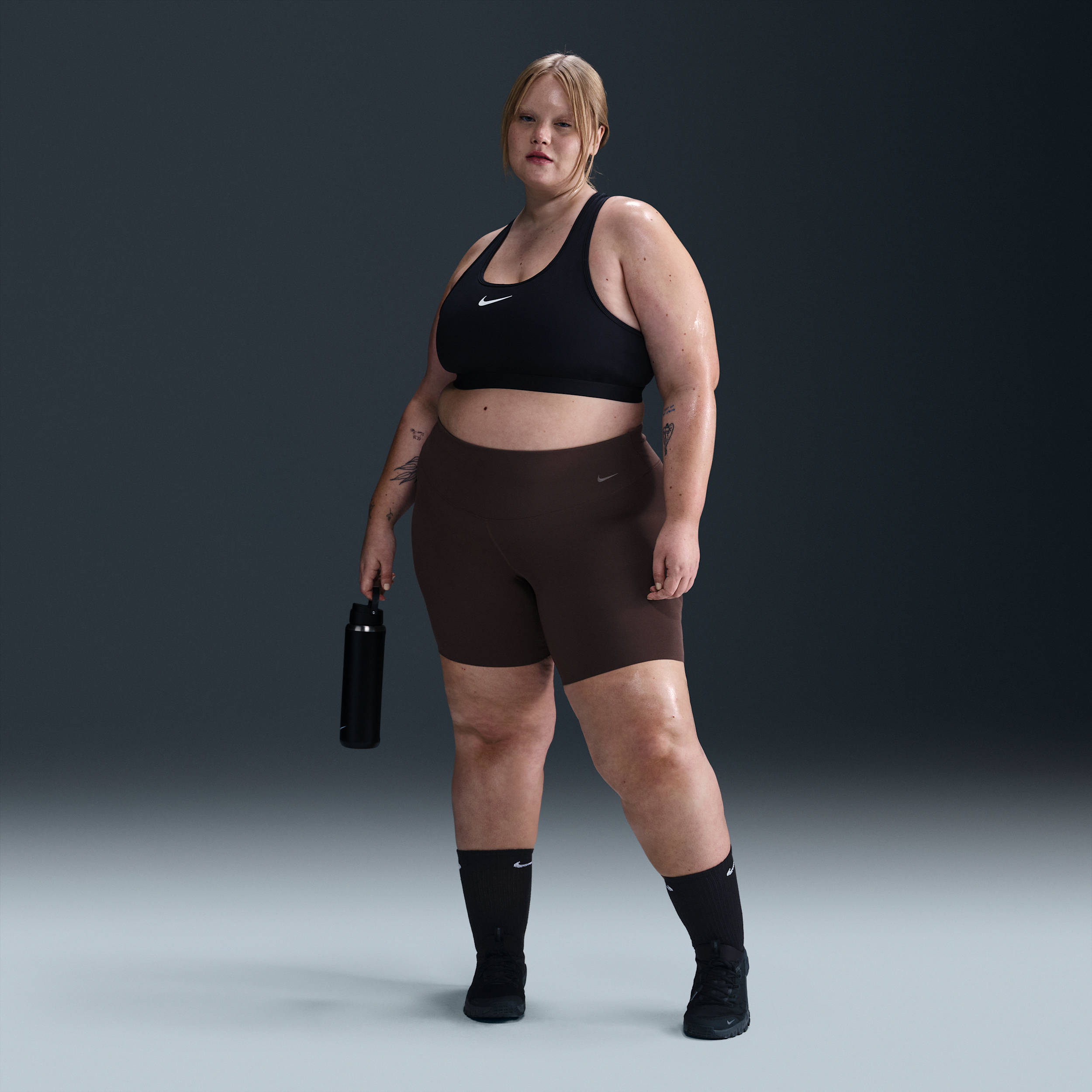Nike Women's Zenvy Gentle-support High-waisted 8" Biker Shorts (plus Size) In Brown