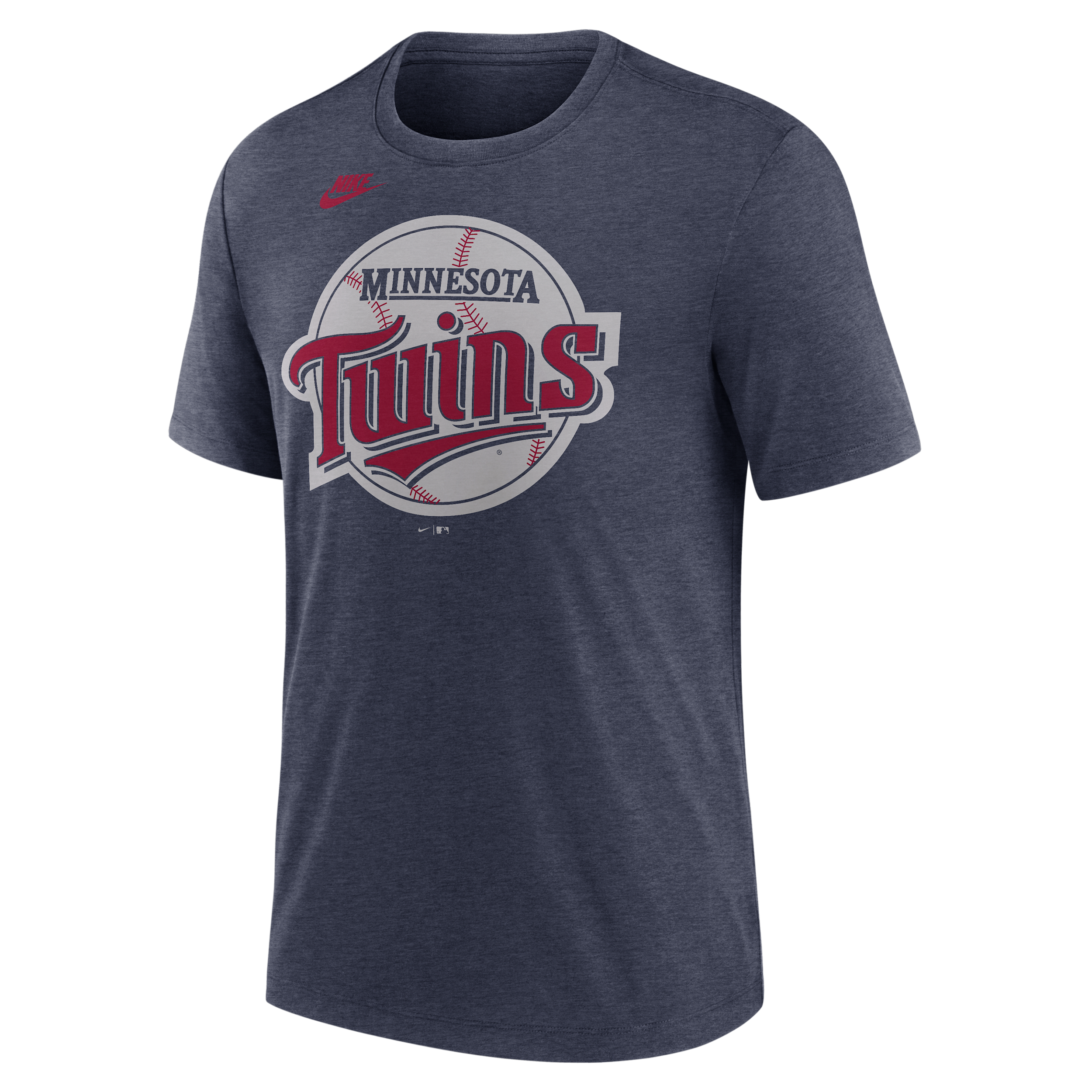 Nike Men's Heather Navy Minnesota Twins Cooperstown Logo Tri-Blend T-Shirt - Heather Navy