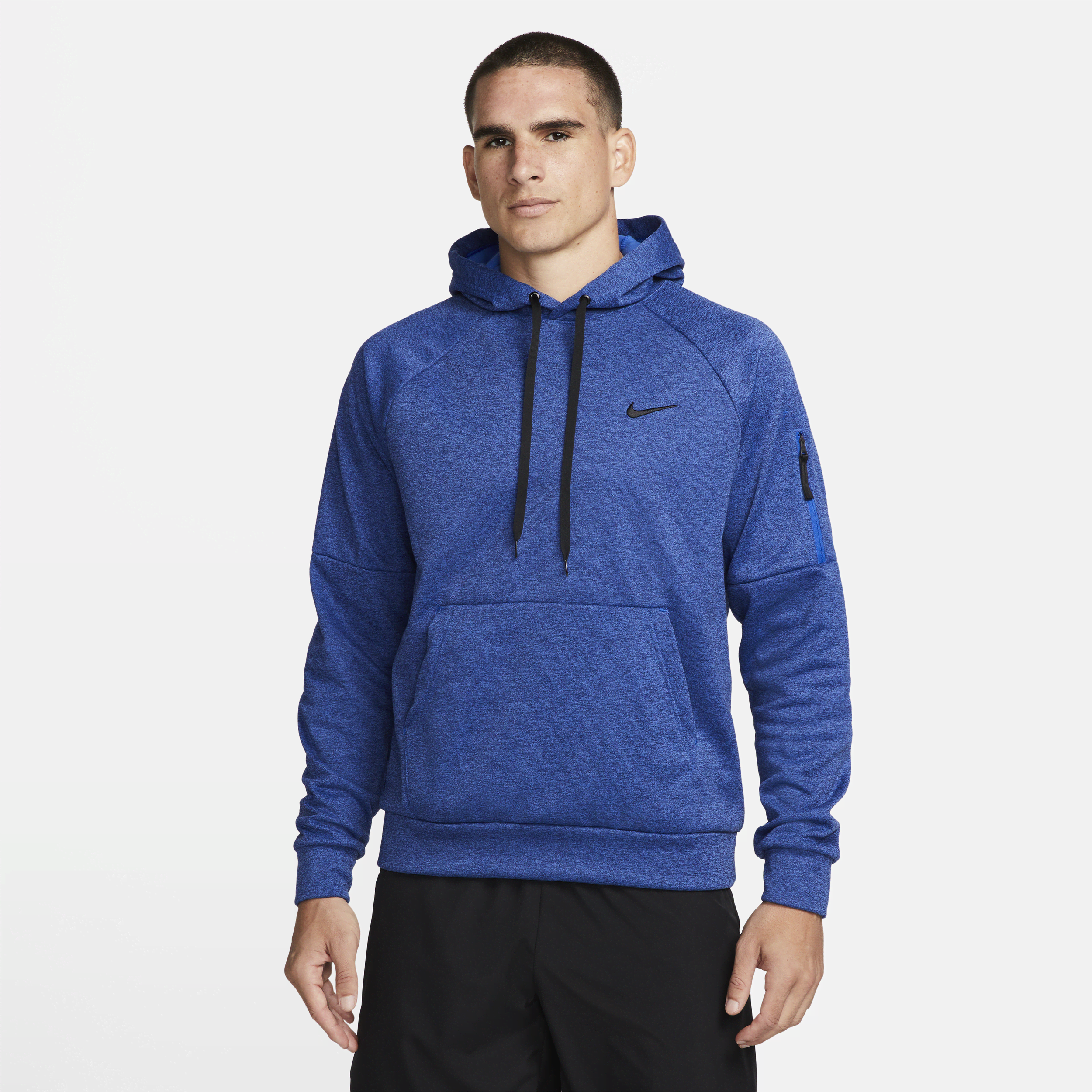 Shop Nike Men's  Therma Therma-fit Hooded Fitness Pullover In Blue