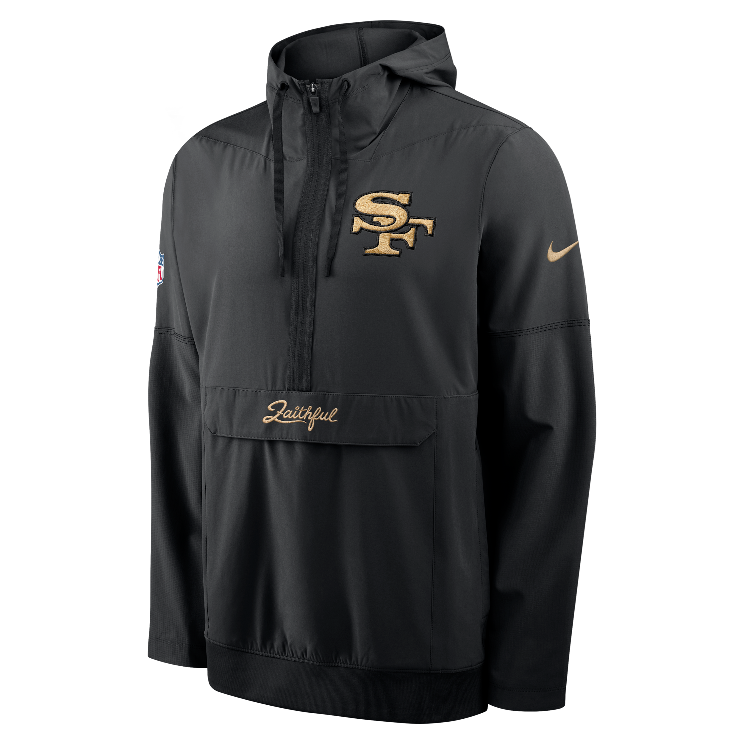 San Francisco 49ers Rivalries Collection Sideline Anorak Nike Men's NFL 1/2-Zip Hooded Jacket in Black | 03AT912Z9B-MDB