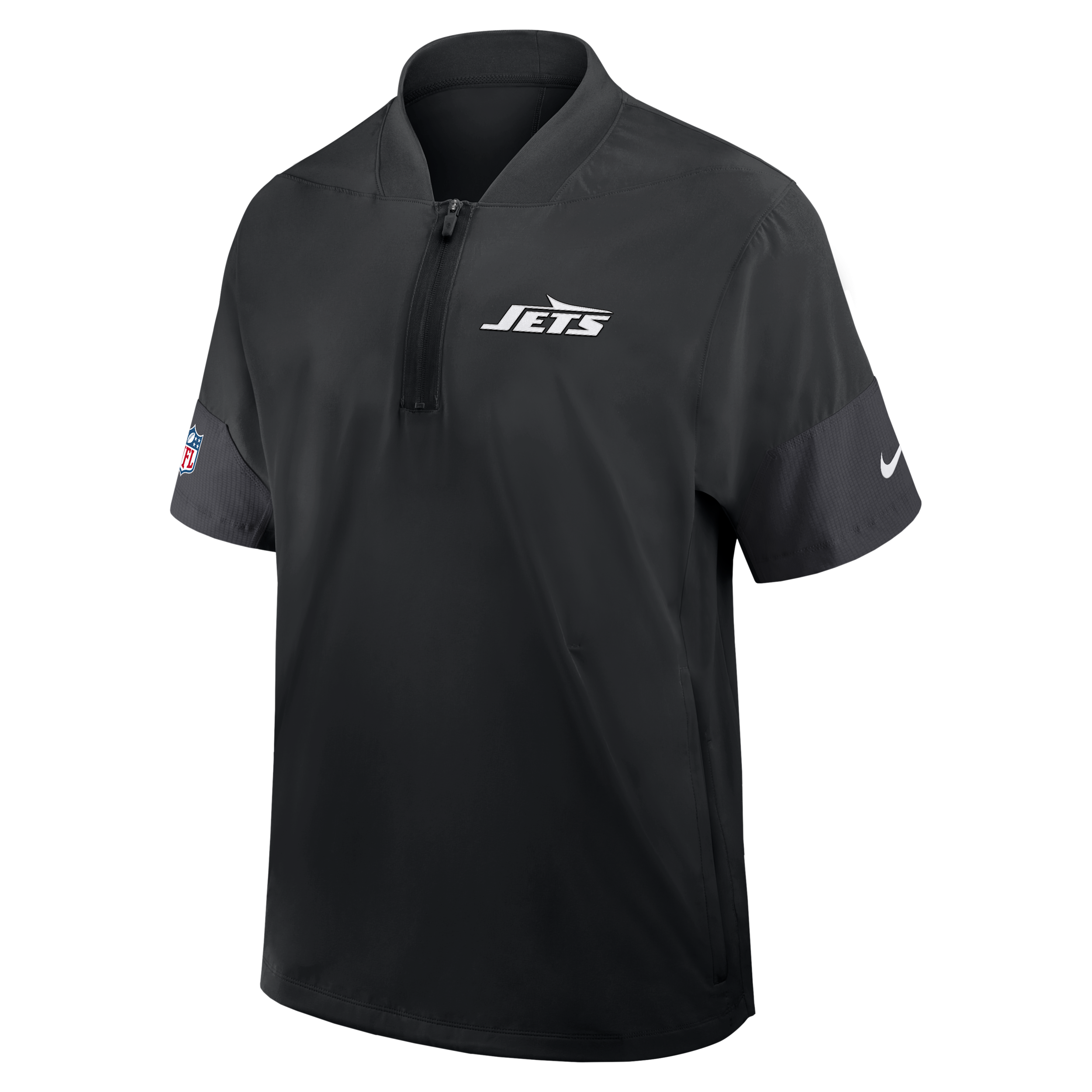 New York Jets Sideline Coach Nike Men's NFL 1/2-Zip Short-Sleeve Jacket in Black | 03BO166N72-2J5