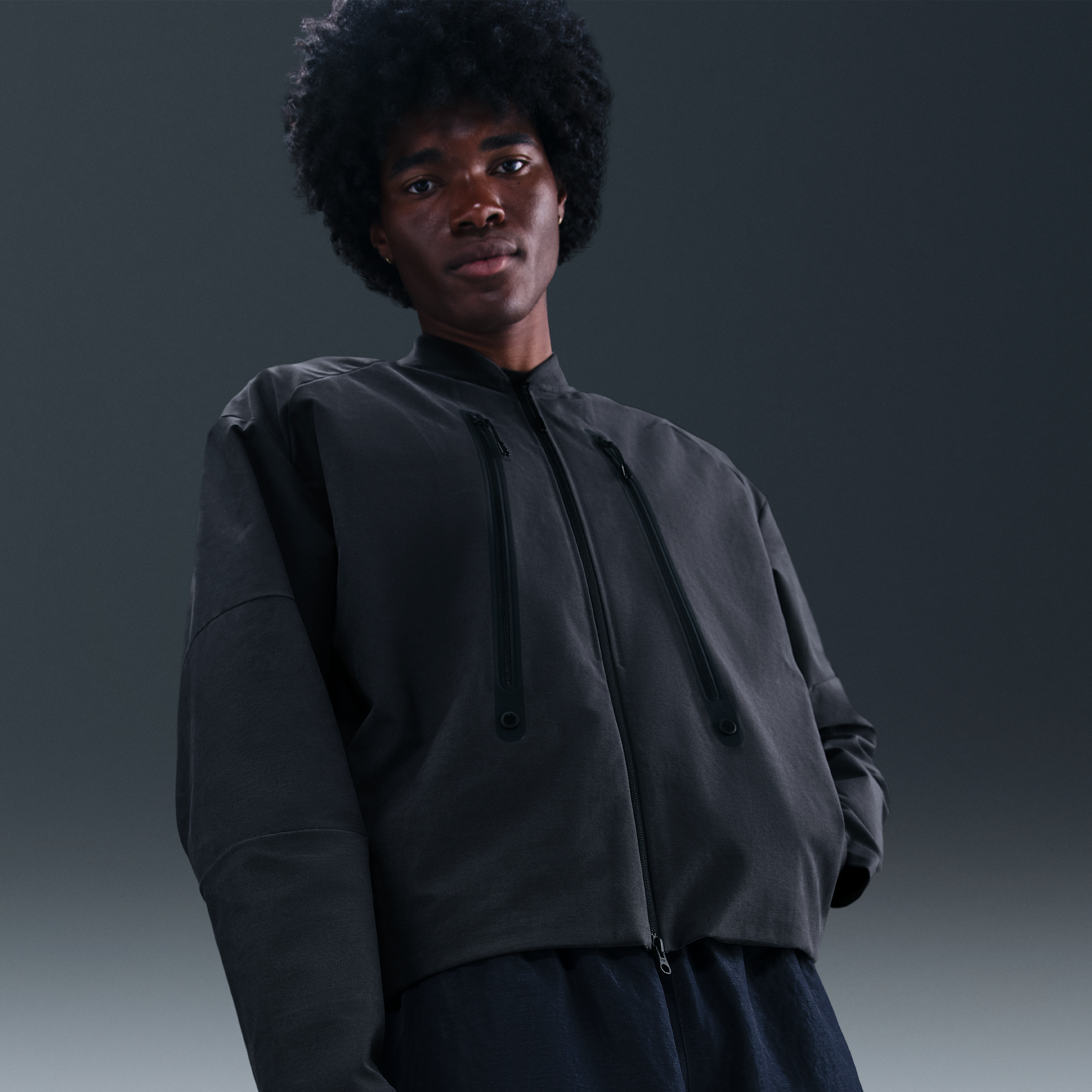Nike Men's Tech Dri-fit Shori Bomber Jacket In Black