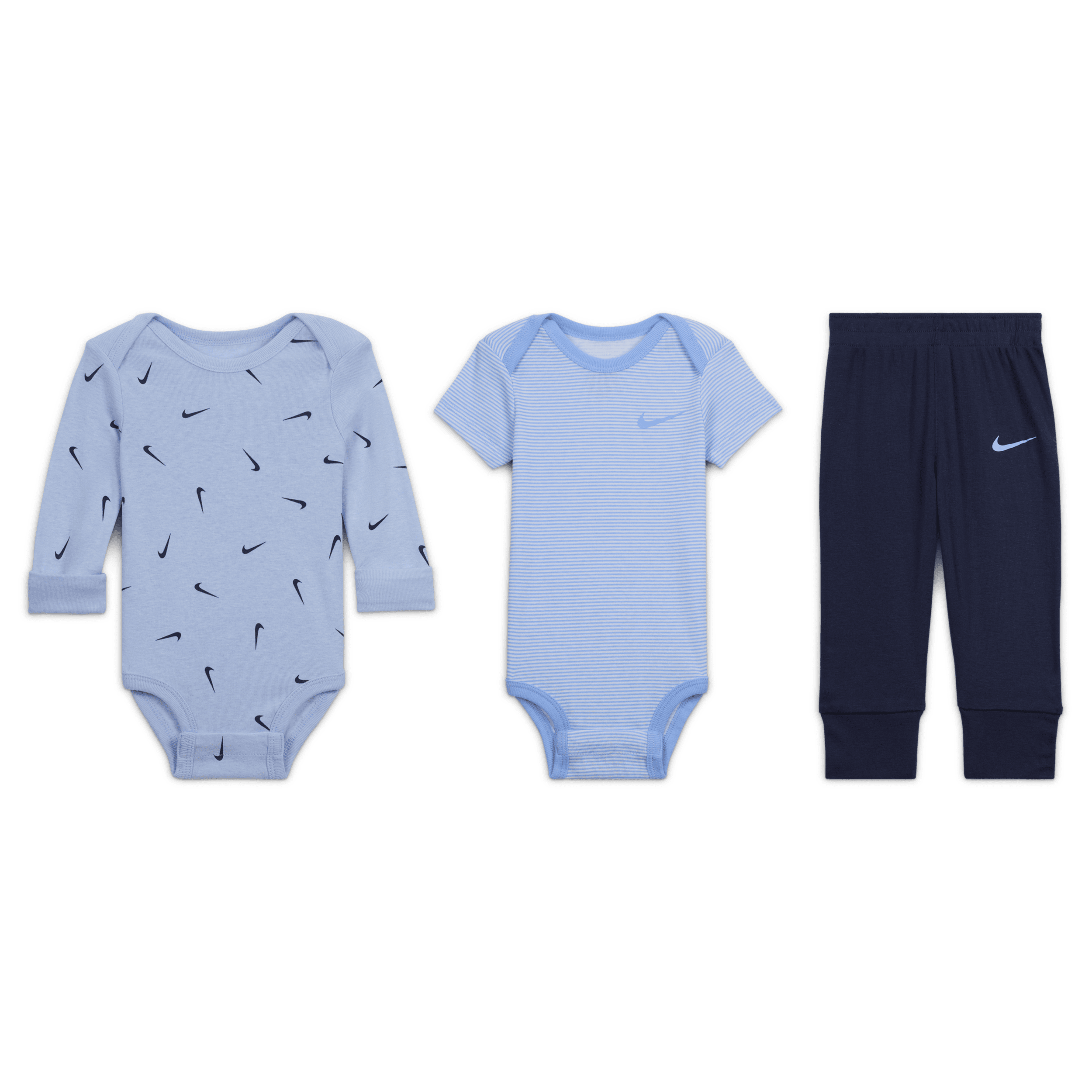 Nike Baby Essentials Baby (0-9m) 3-piece Bodysuits And Pants Set In Blue