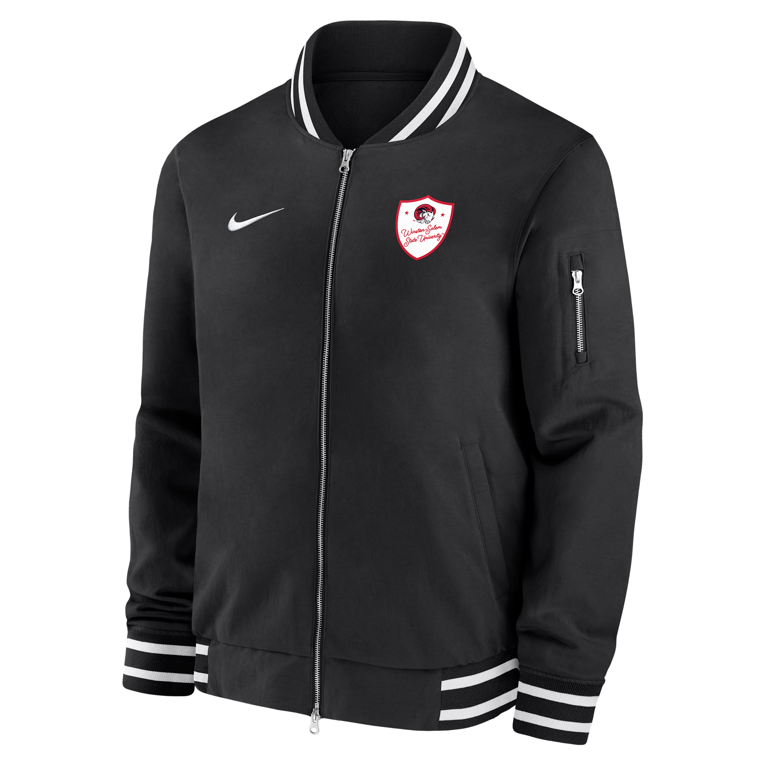 Nike Men's College (Winston-Salem State Rams) Bomber Jacket in Black | M62424WISA26-BLK