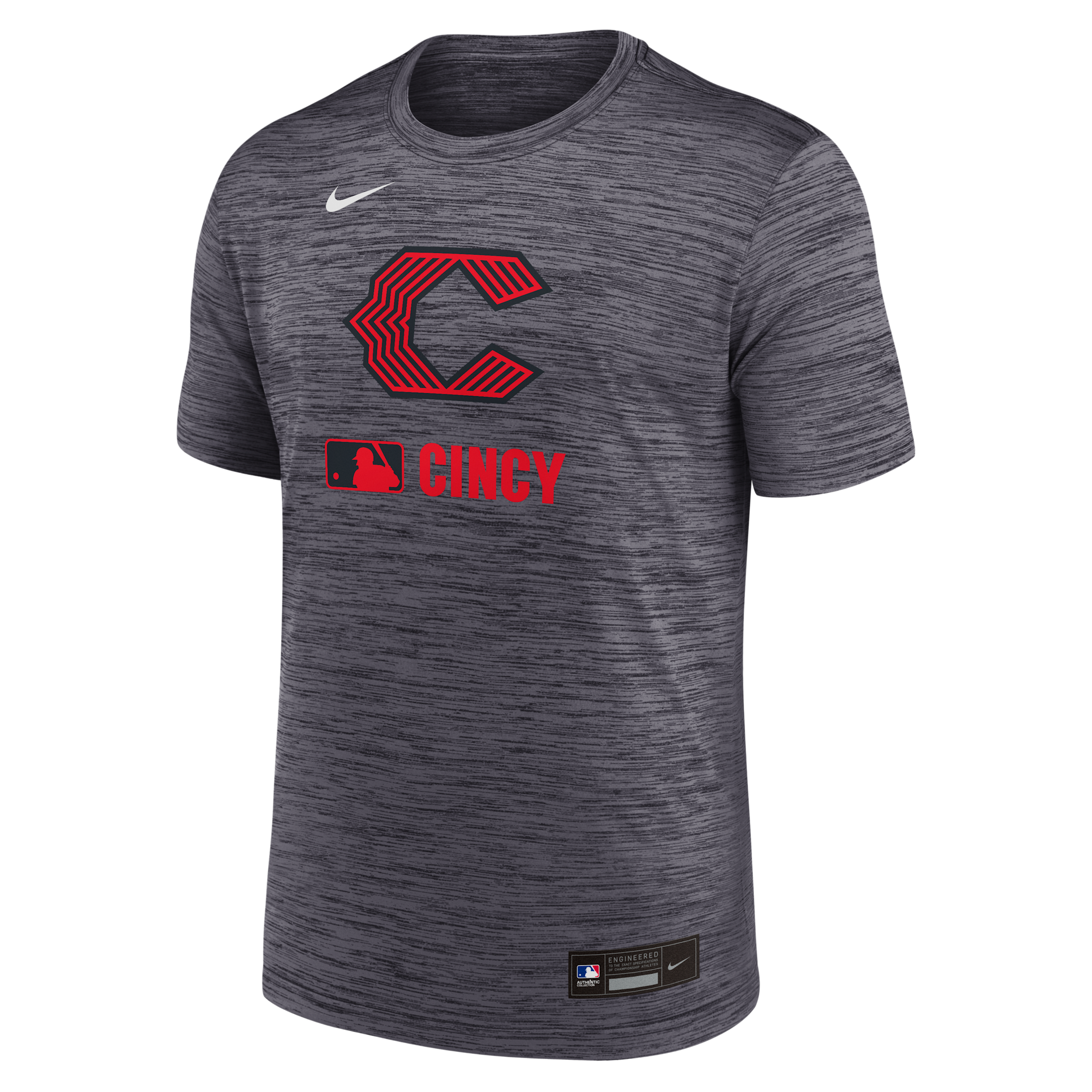 Nike Men's Black Cincinnati Reds 2025 City Connect Authentic Collection Velocity Performance T-shirt In Gray