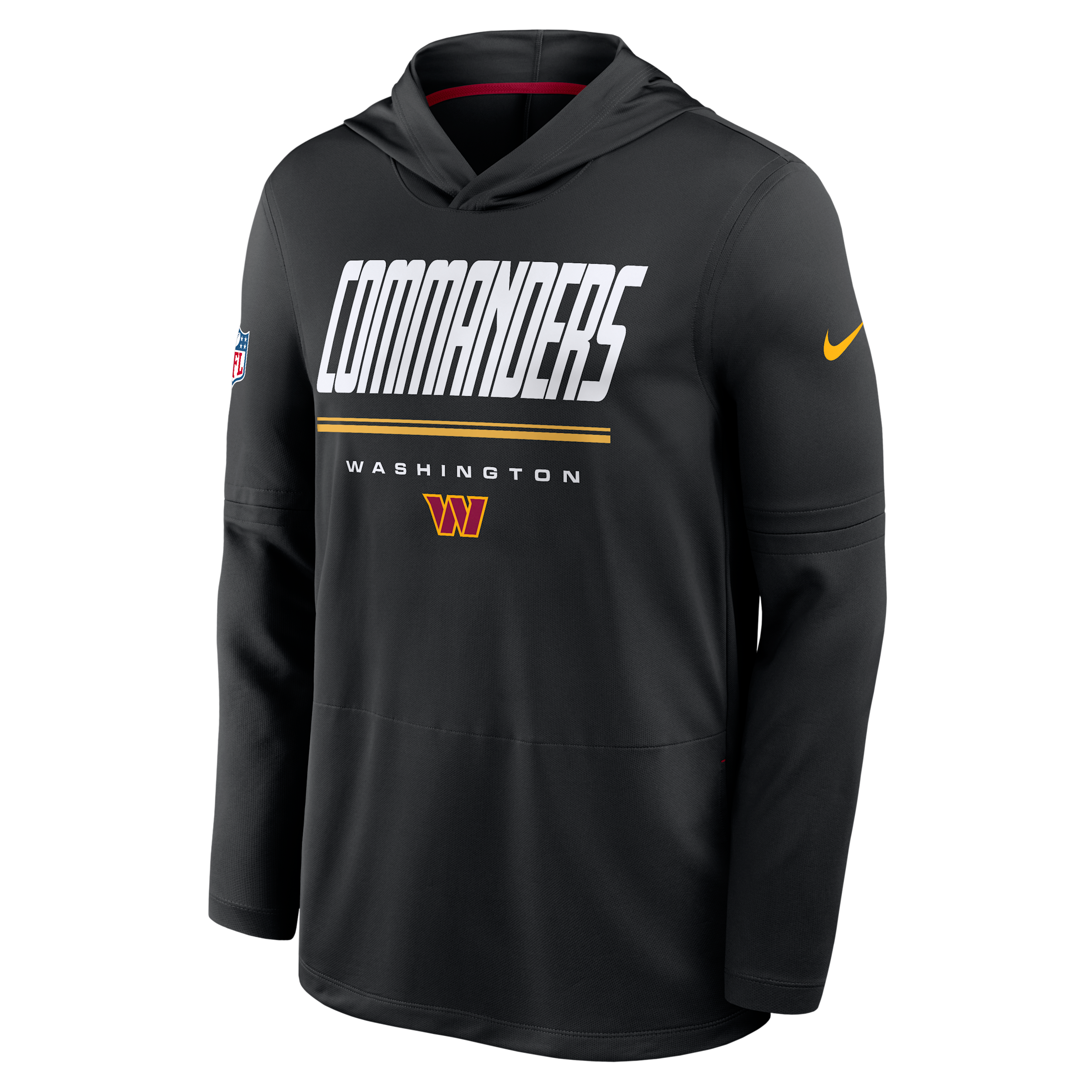 Nike Men's Black Washington Commanders Sideline Lightweight Long Sleeve Hooded Dri-fit T-Shirt - Black, Red