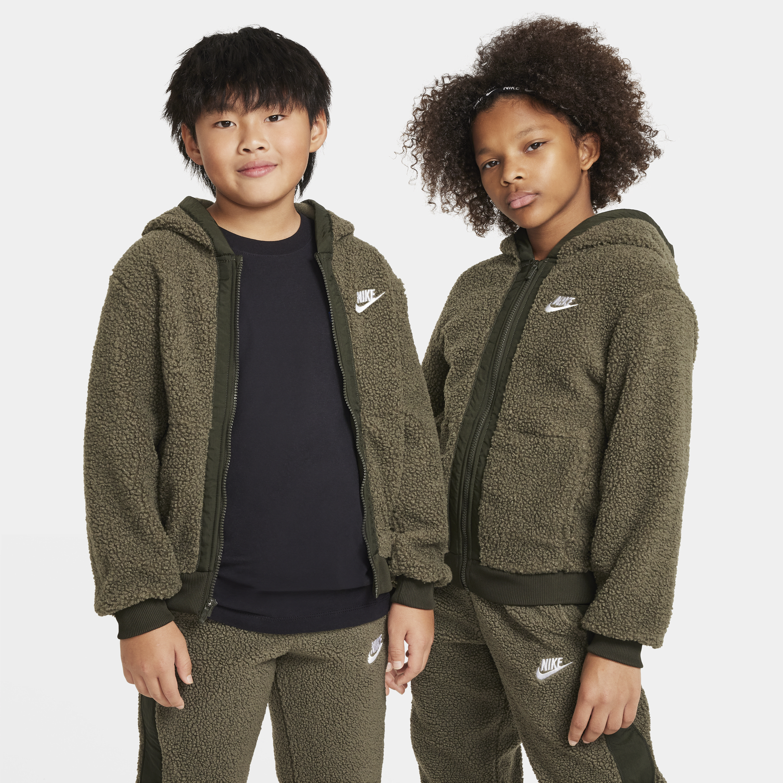 Nike Sportswear Club Fleece Big Kids' Full-zip Winterized Hoodie In Green