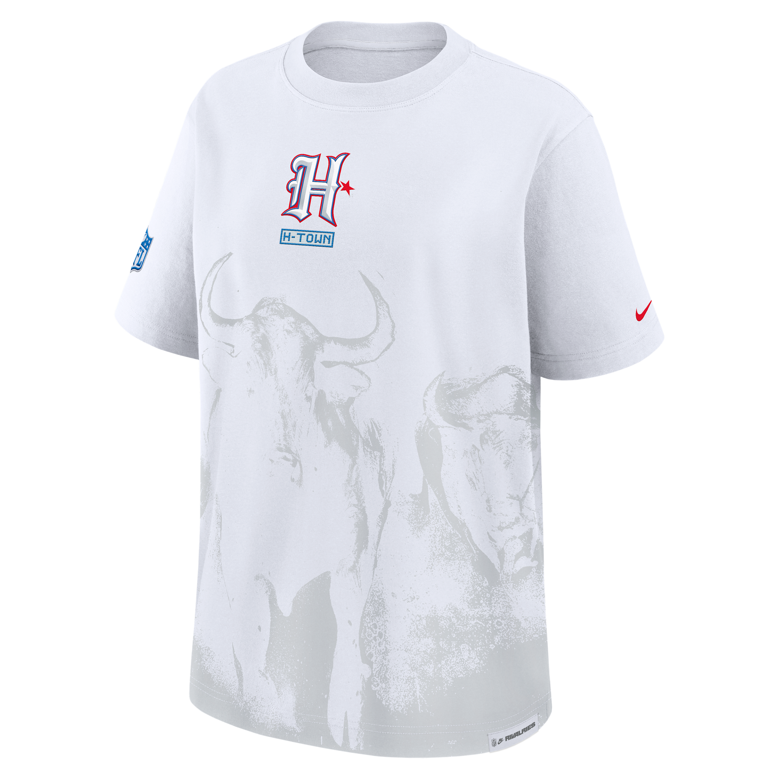 Houston Texans Rivalries Collection Essential Boyfriend Nike Women's NFL T-Shirt in White | 06EL10A9H-BP0